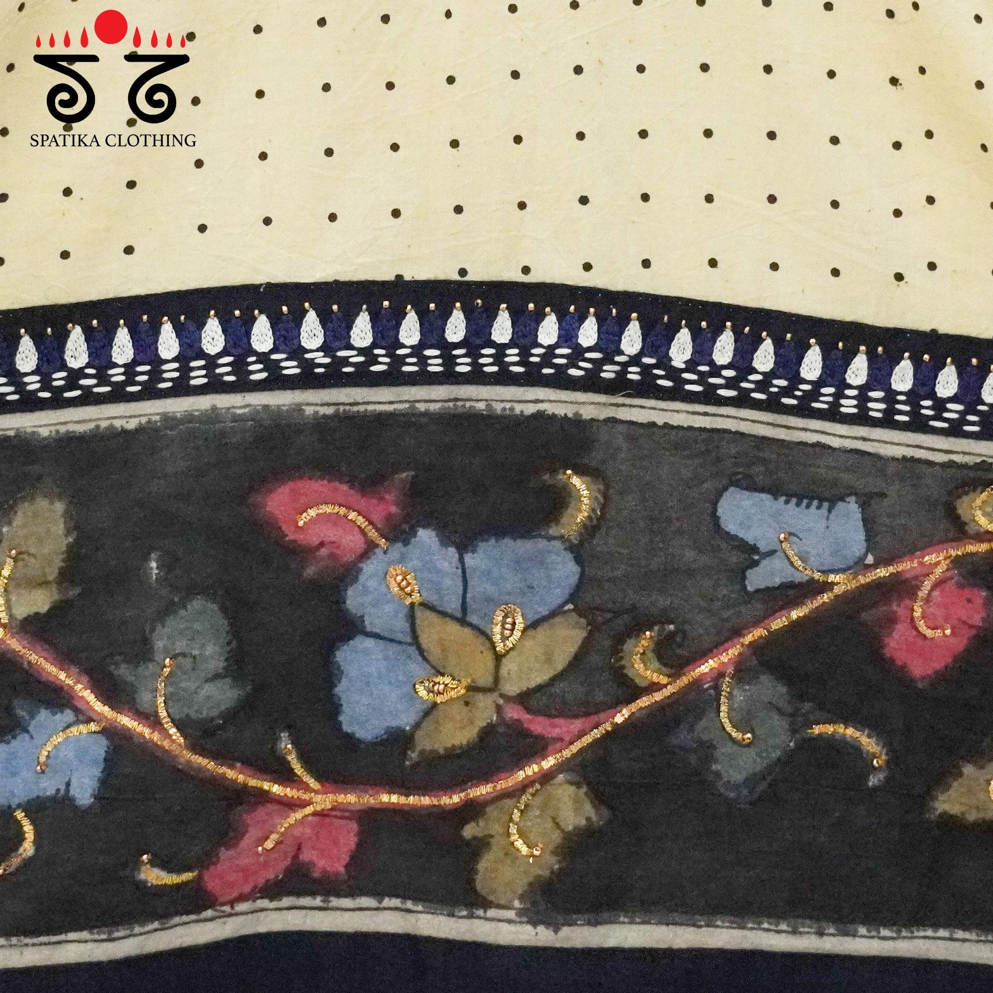 Off White Ajrak Pen Kalamkari - Handcrafted Blouse