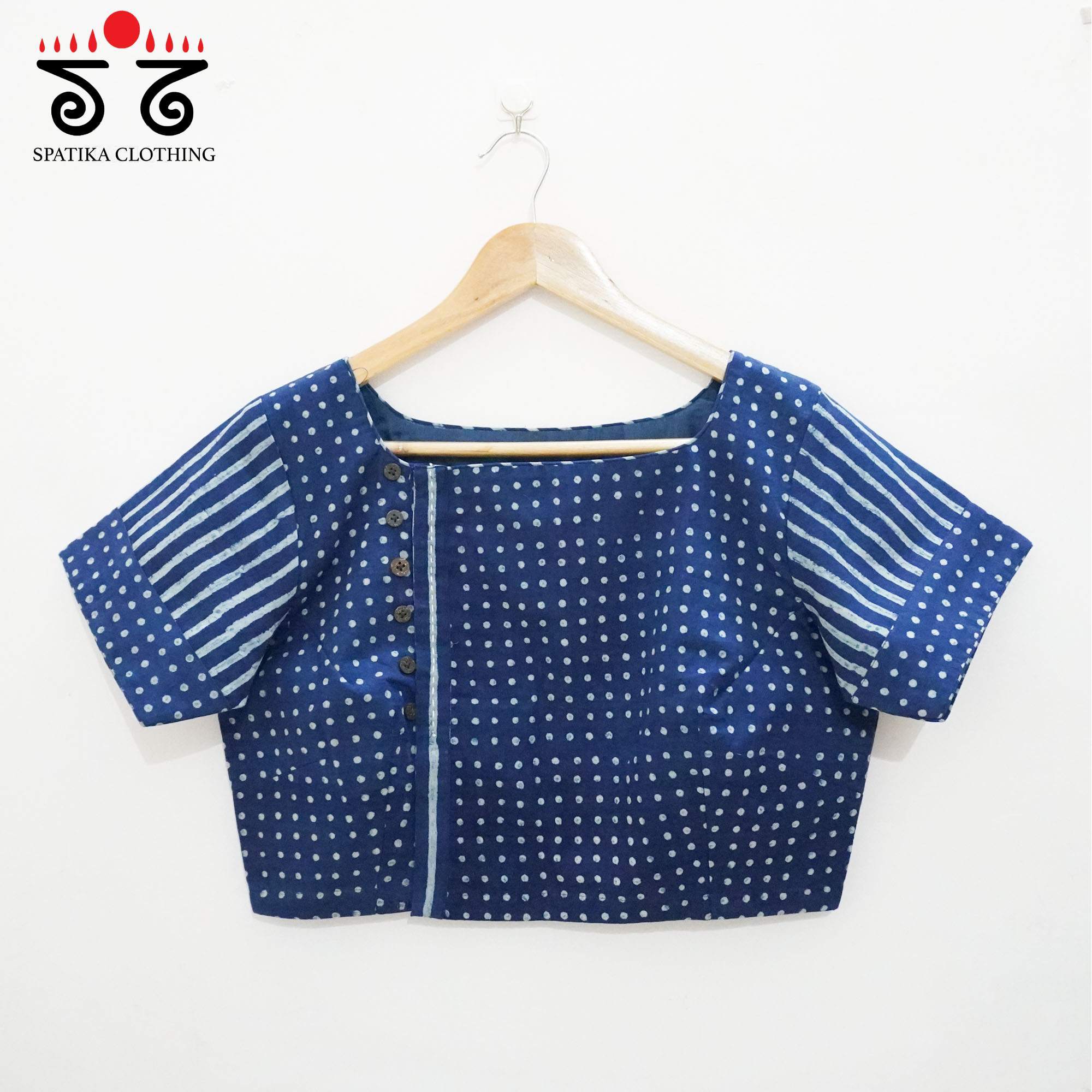 Blue Ajrak Side Closure Blouse