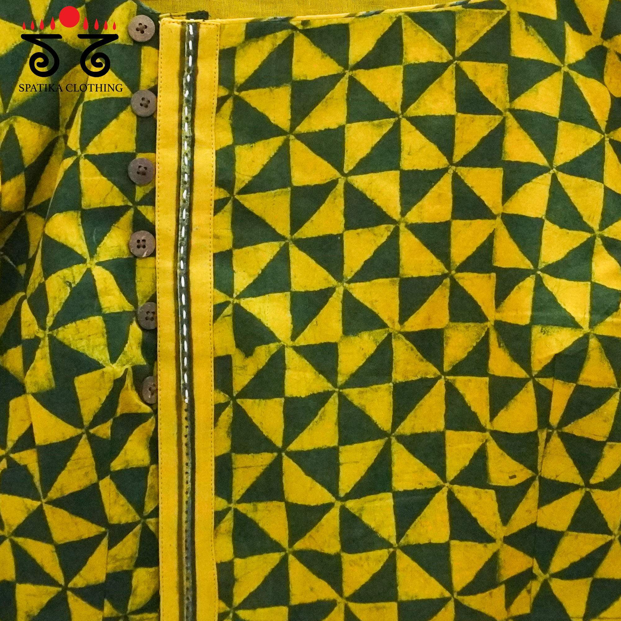 Green Ajrak Side Closure Blouse