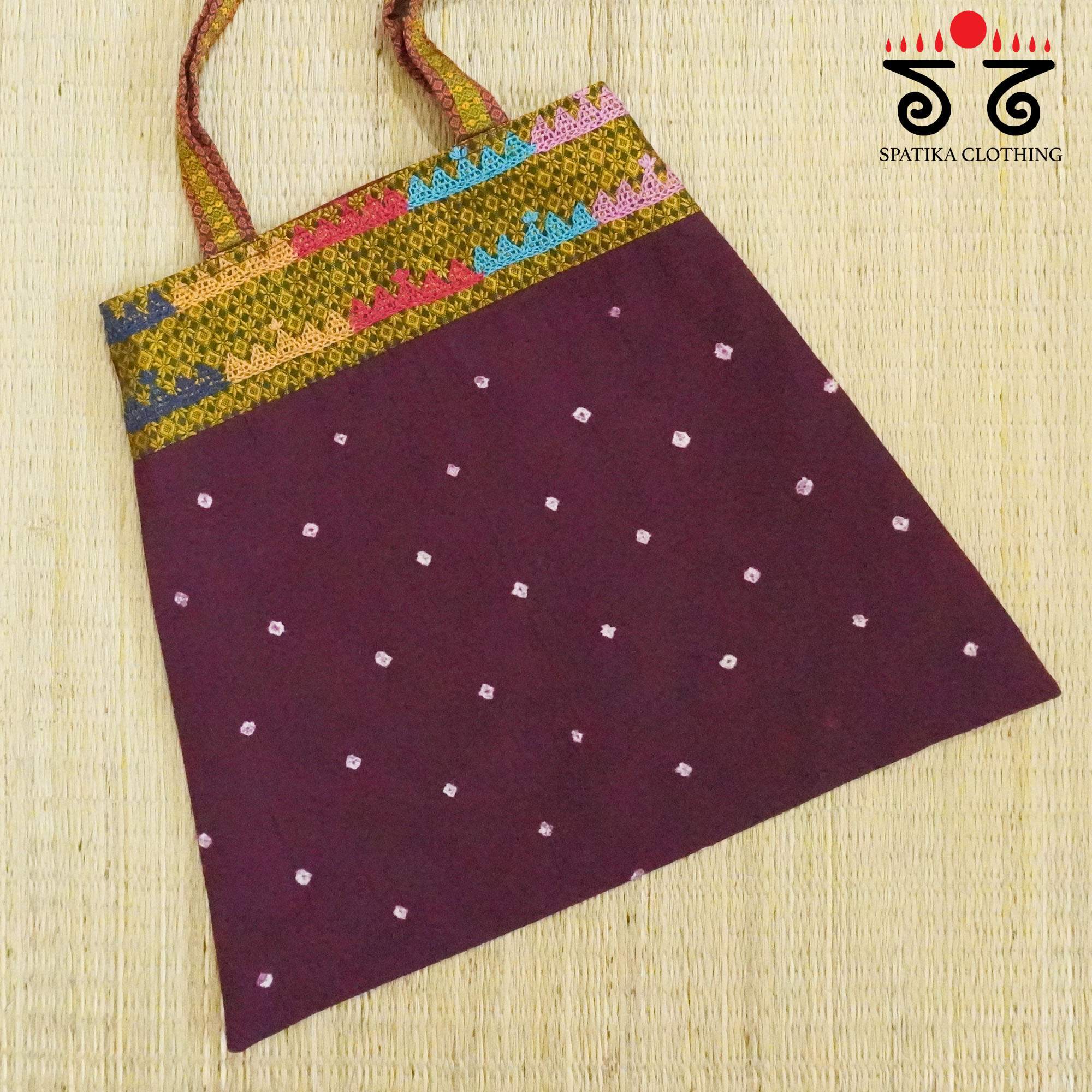 Maroon Lambani Hand Embroidered Hand Bag