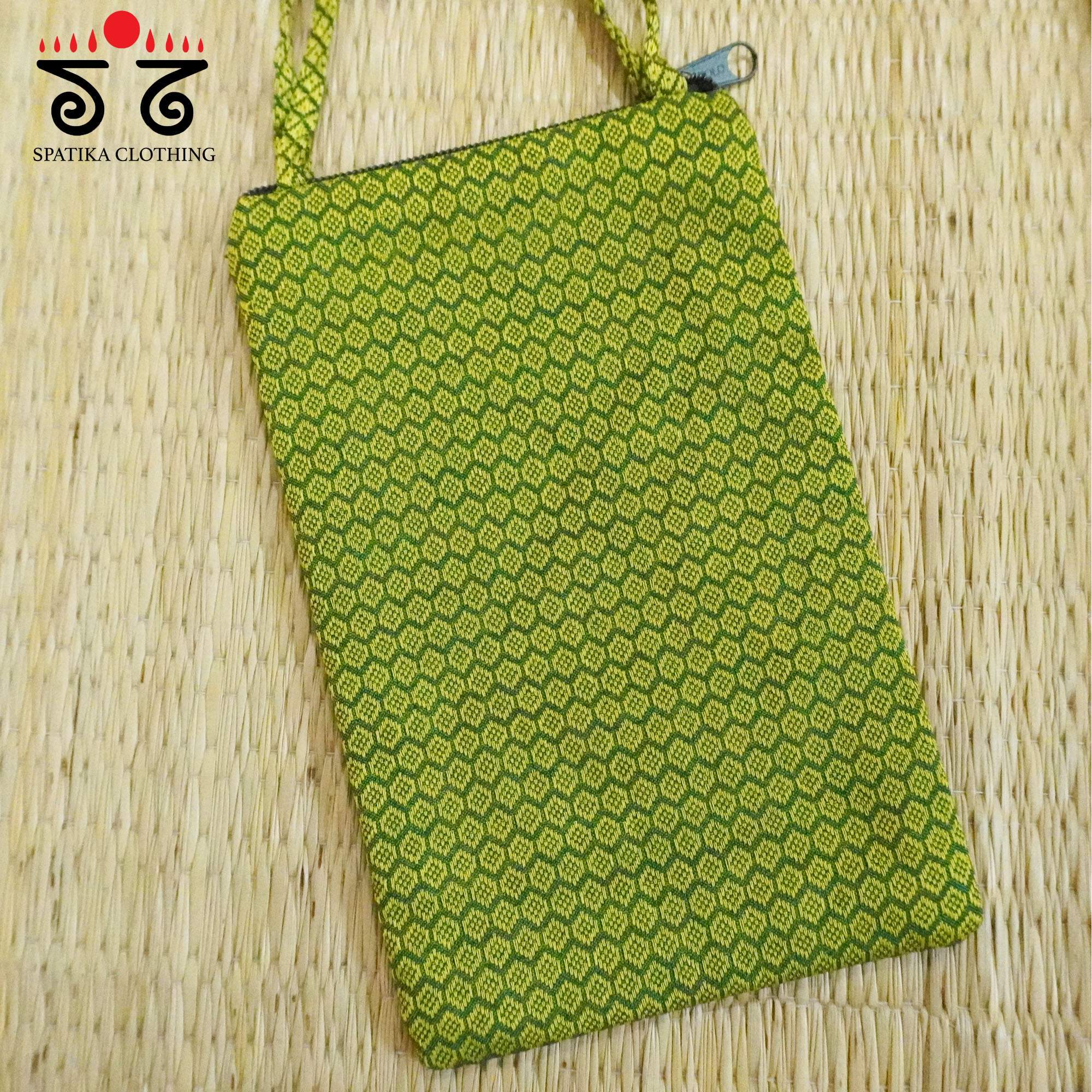 Blue Hand Embroidered Mobile Pouch