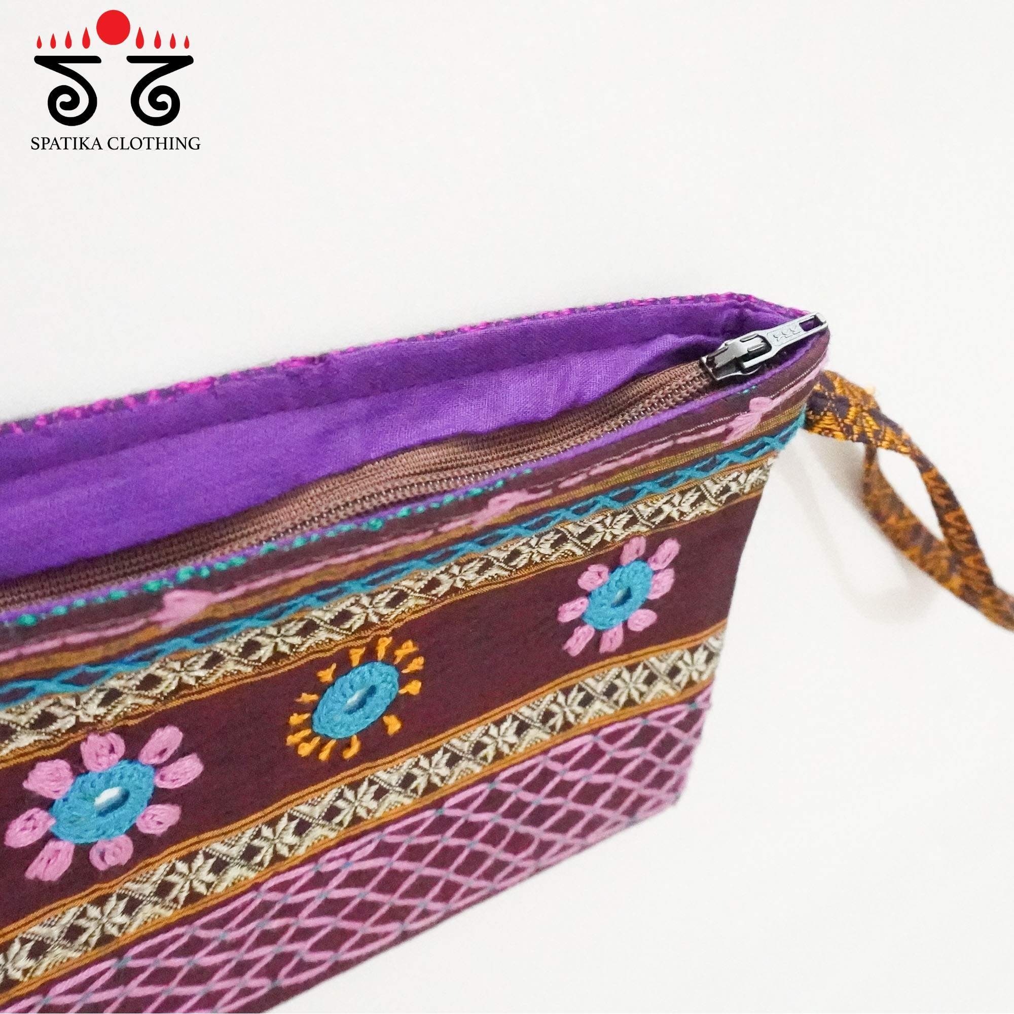 Brown Lambani Hand Embroidered Purse
