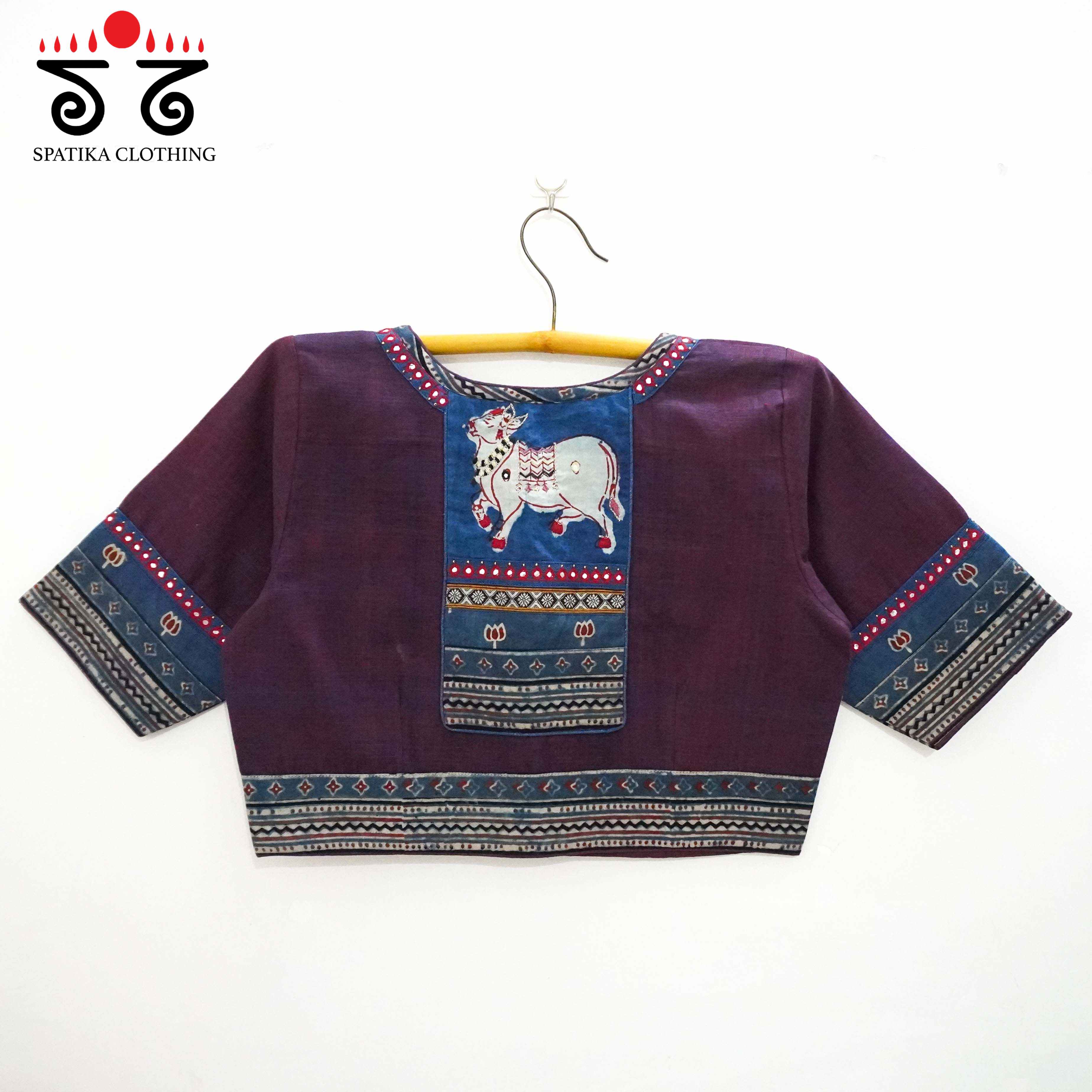 Purple Pichwai Patchwork Blouse