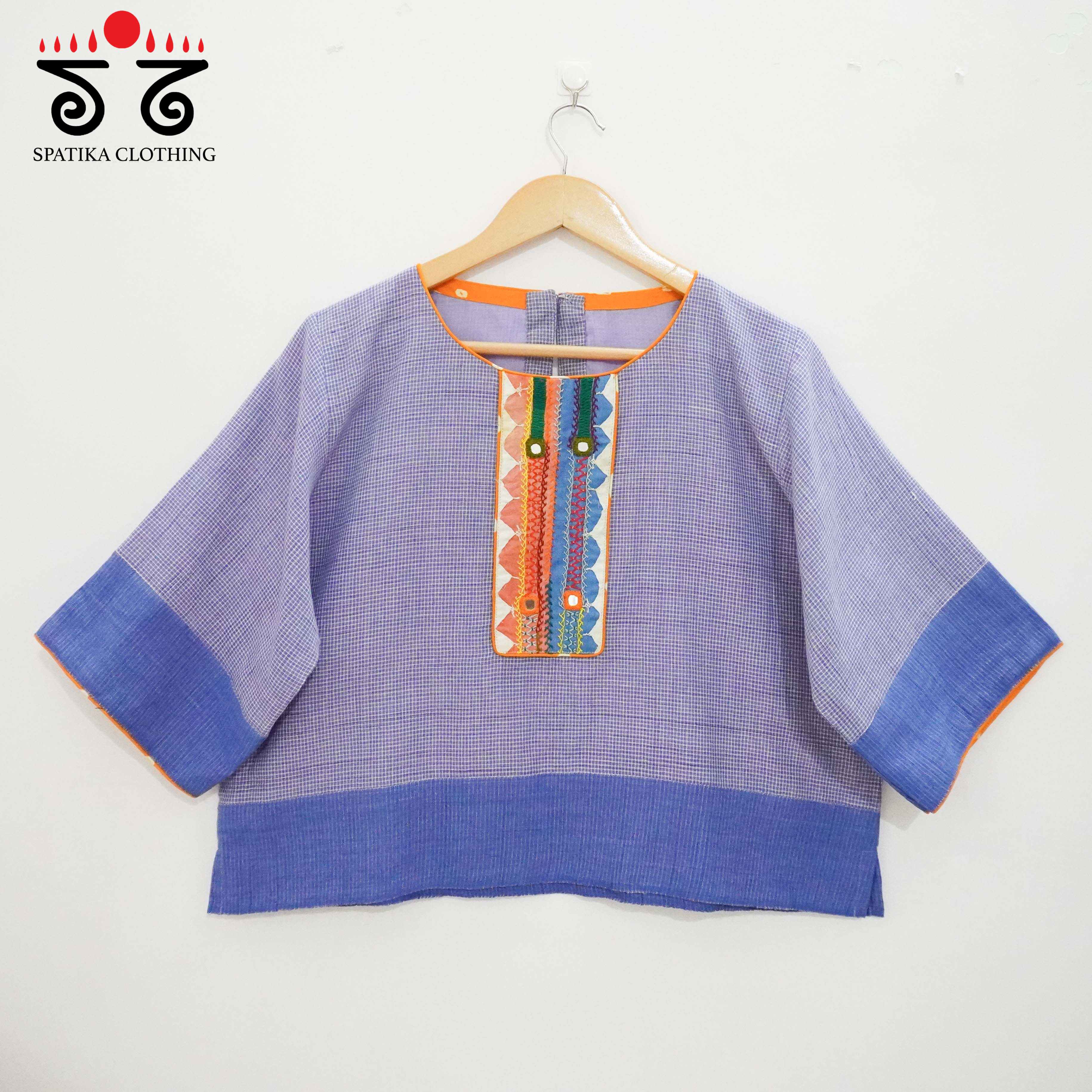 Blue Lambani Checkered Women's Top