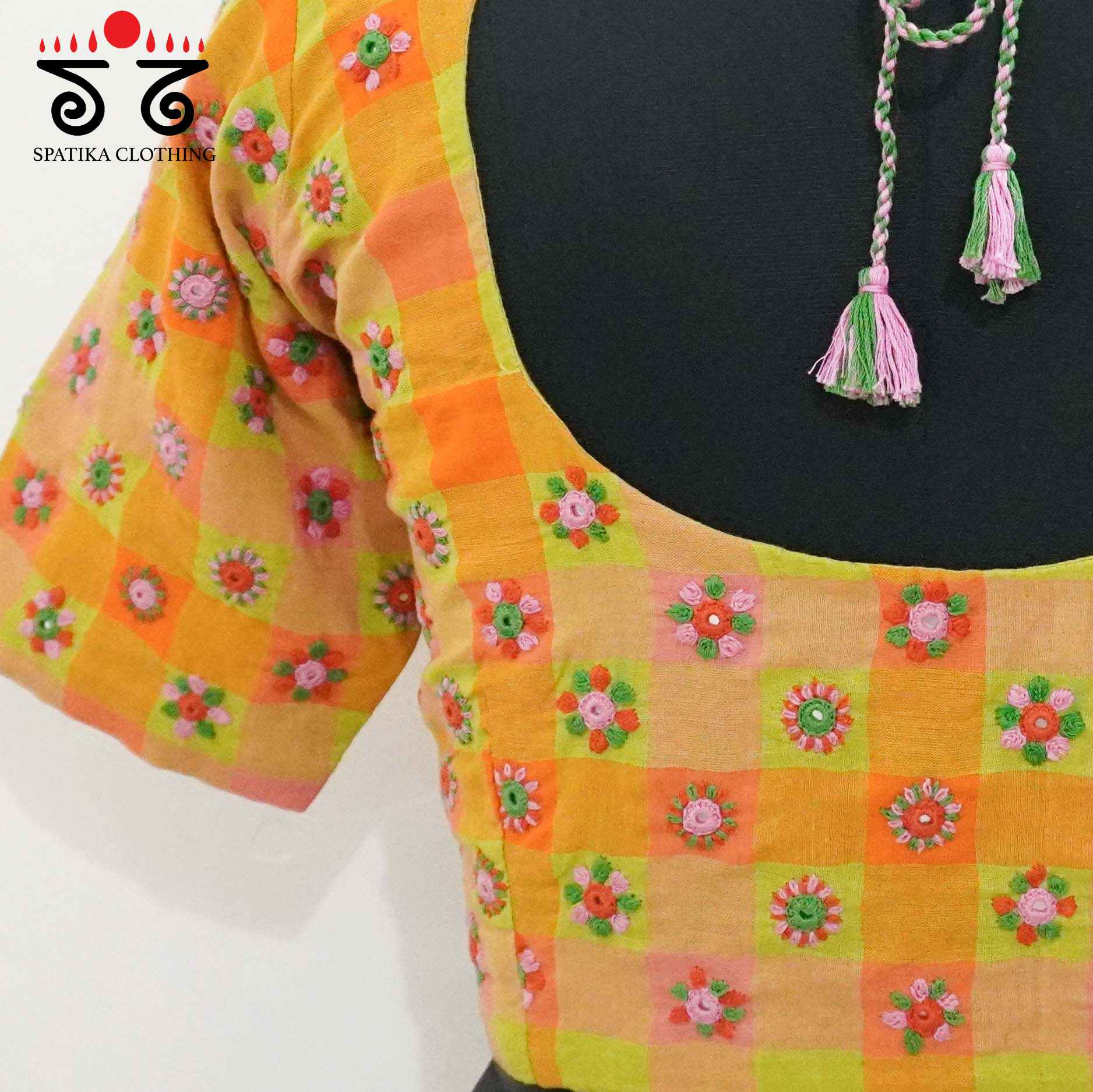 Orange 100 Butta Handcrafted Blouse