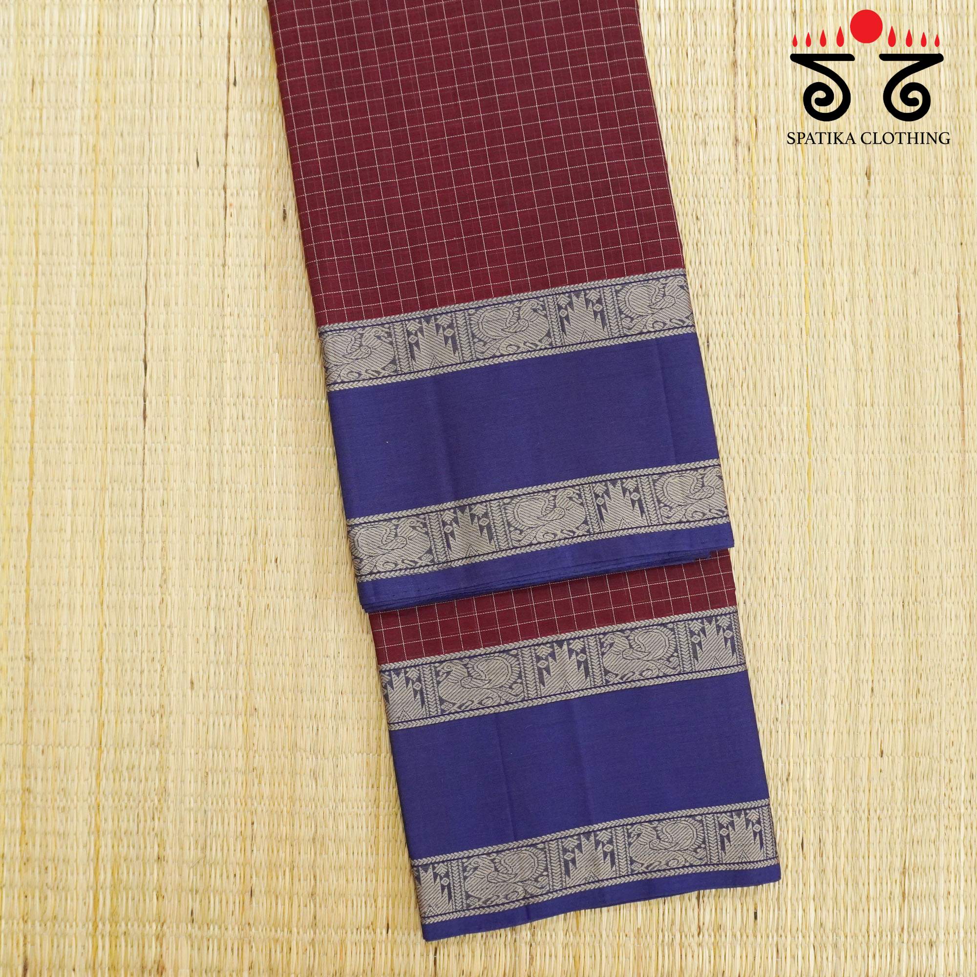 Maroon Kanchi Cotton Saree