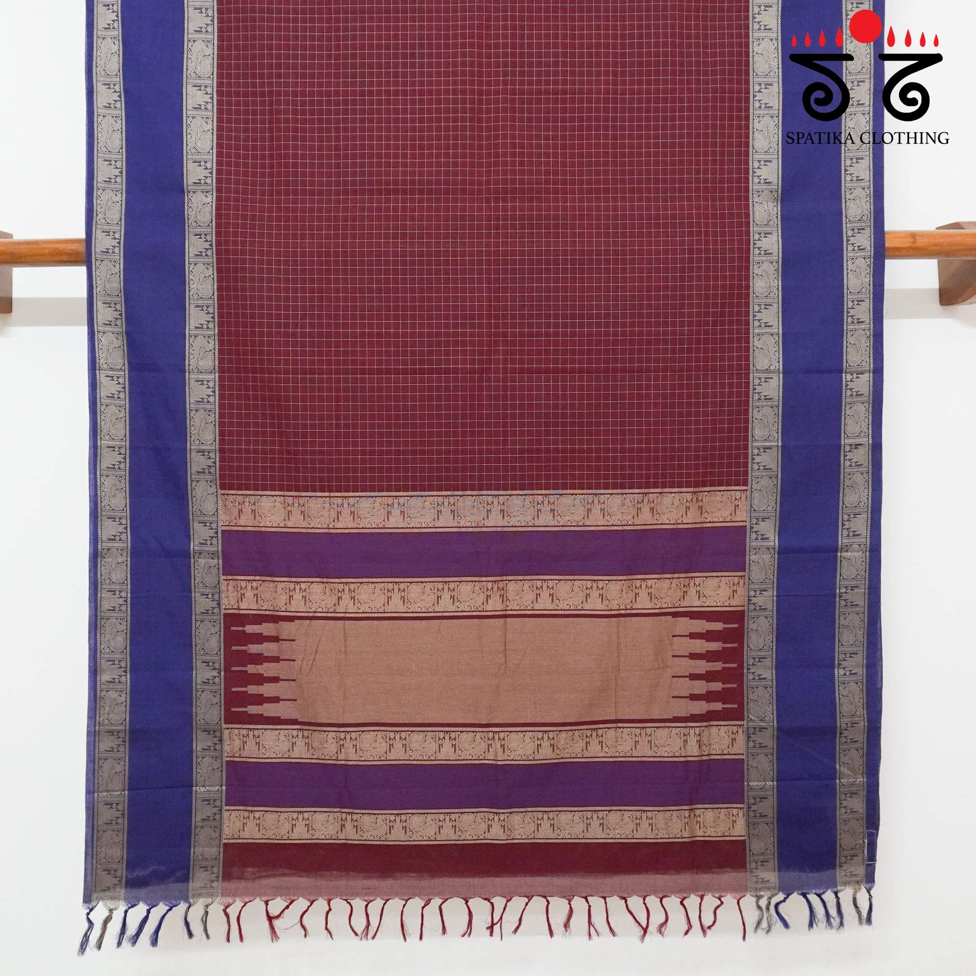 Maroon Kanchi Cotton Saree