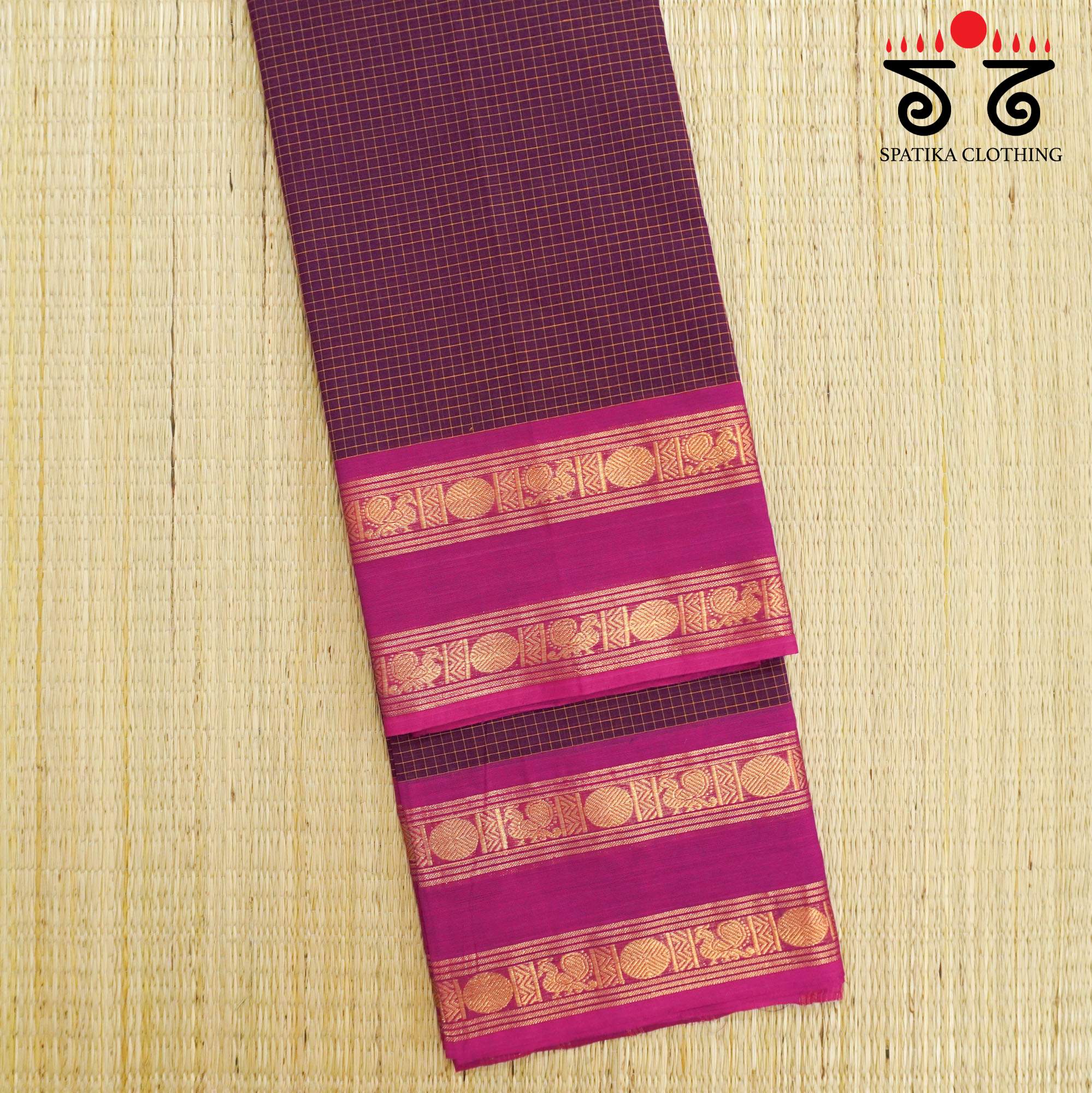 Maroon Kanchi Cotton Saree