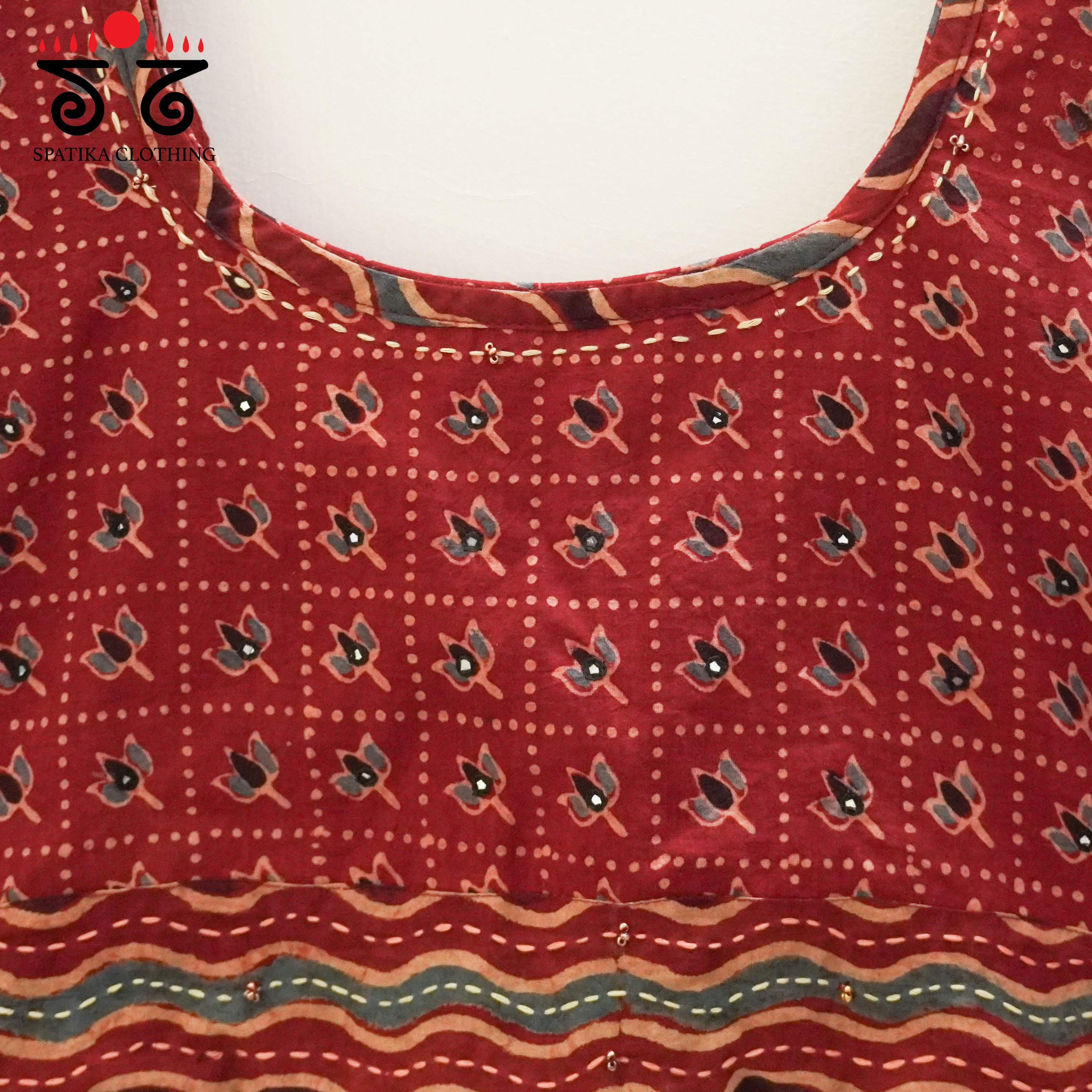 Red Lotus Ajrak Blouse