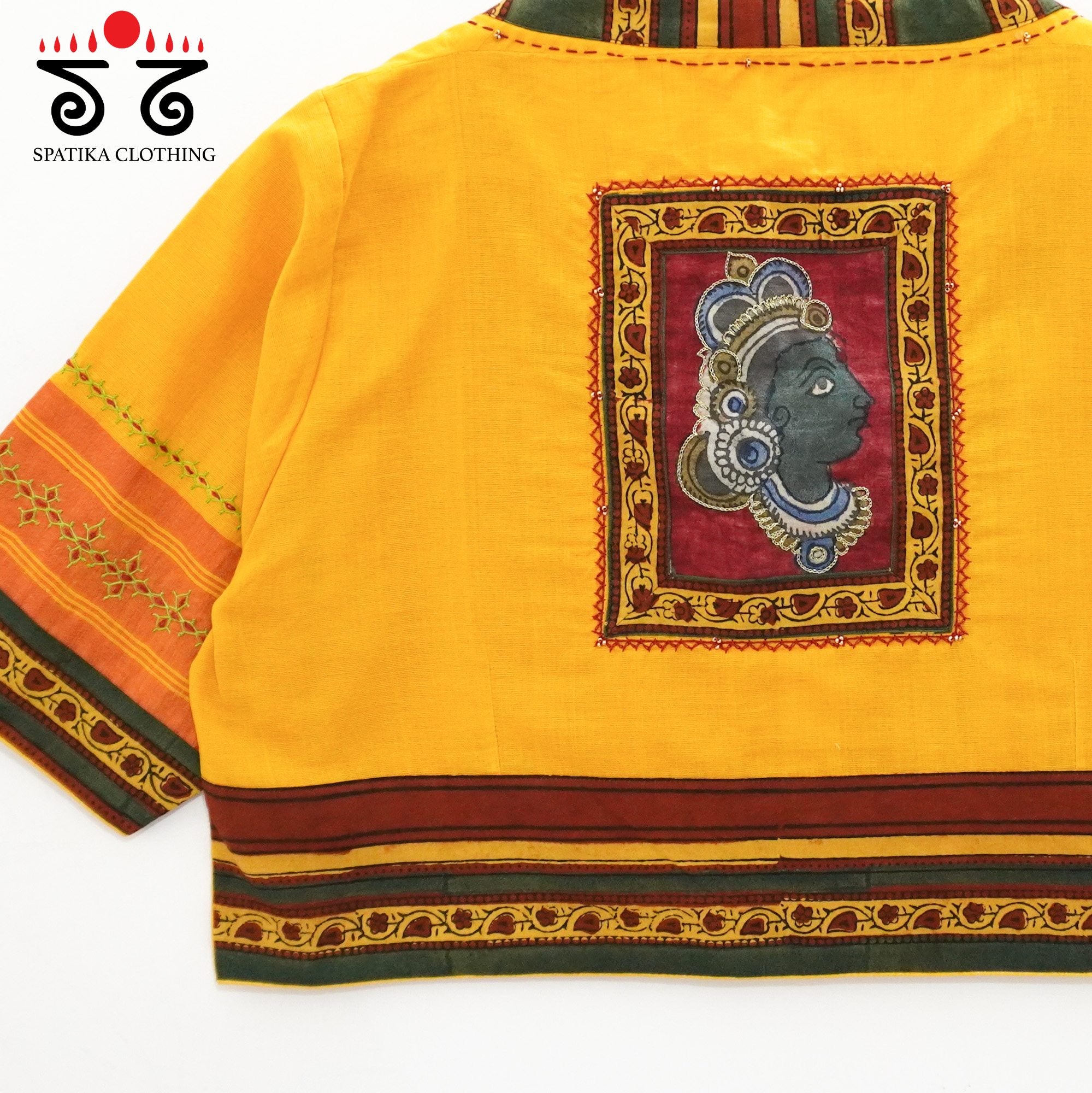 Yellow Pen Kalamkari - Hand Embroidered Blouse