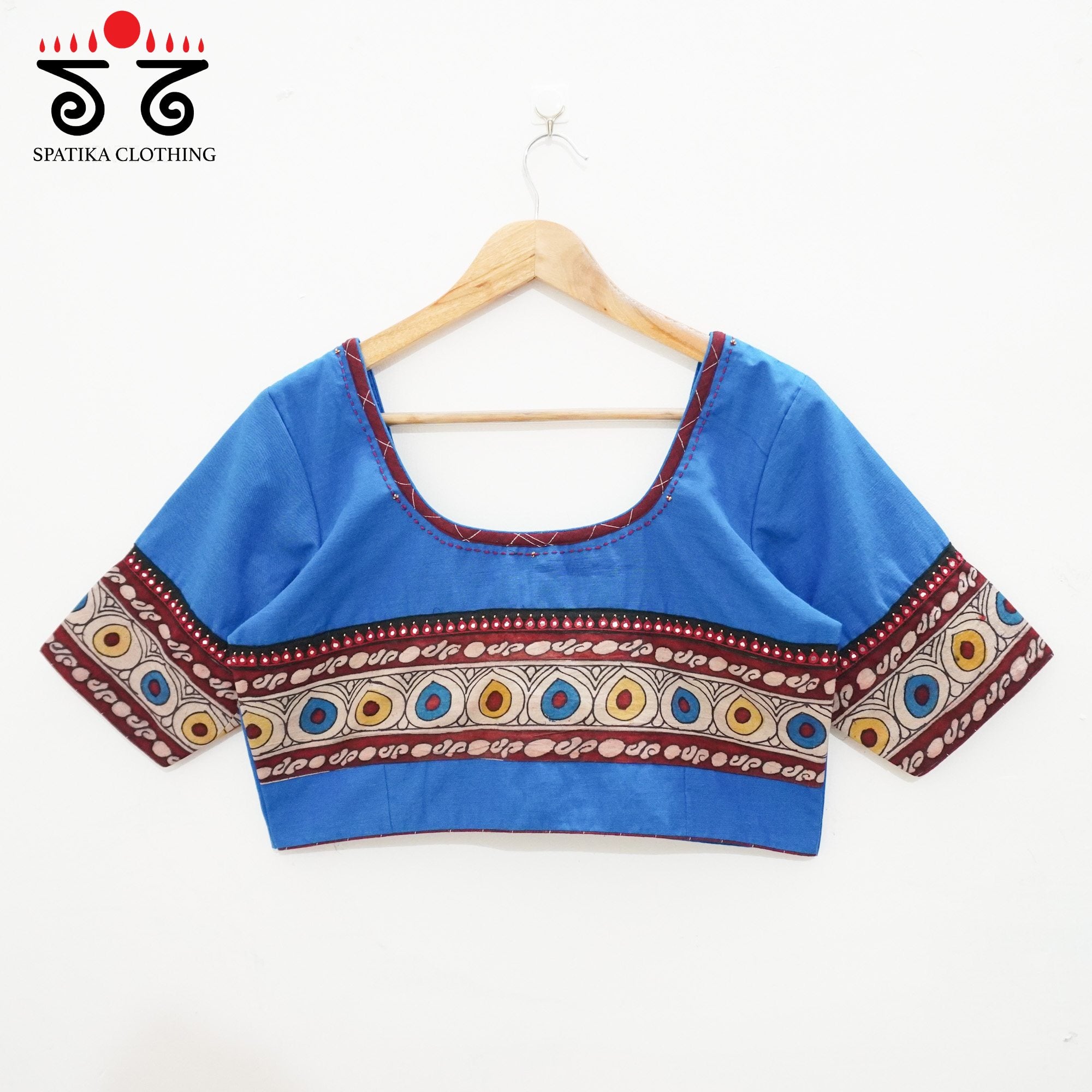 Blue Boondh Pen Kalamkari Blouse