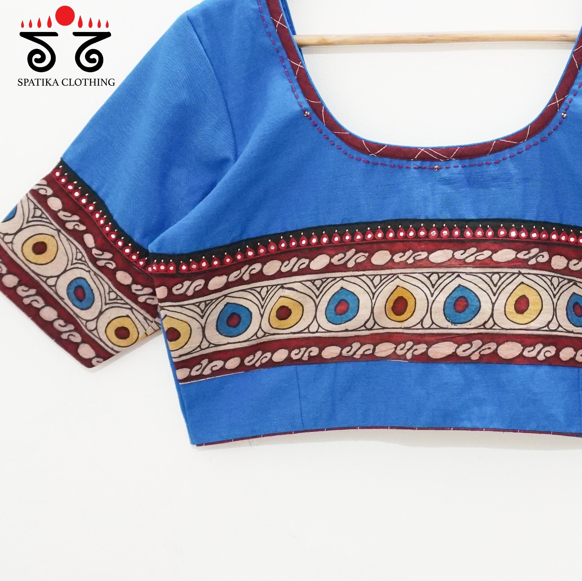 Blue Boondh Pen Kalamkari Blouse