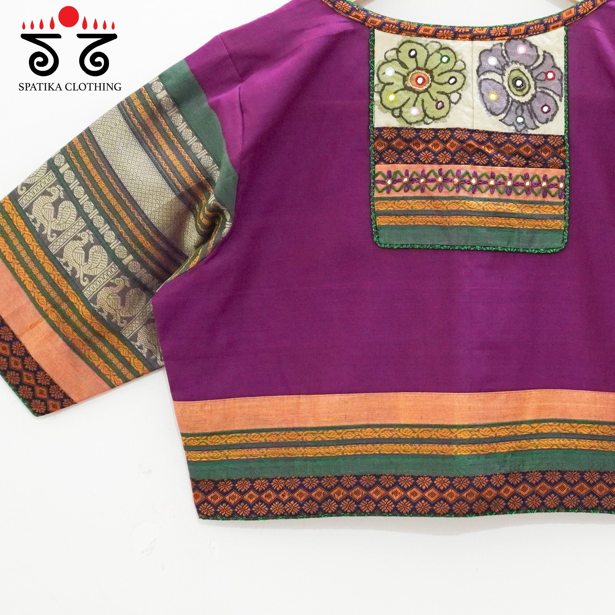 Magenta Chettinad Cotton - Pen Kalamkari Blouse