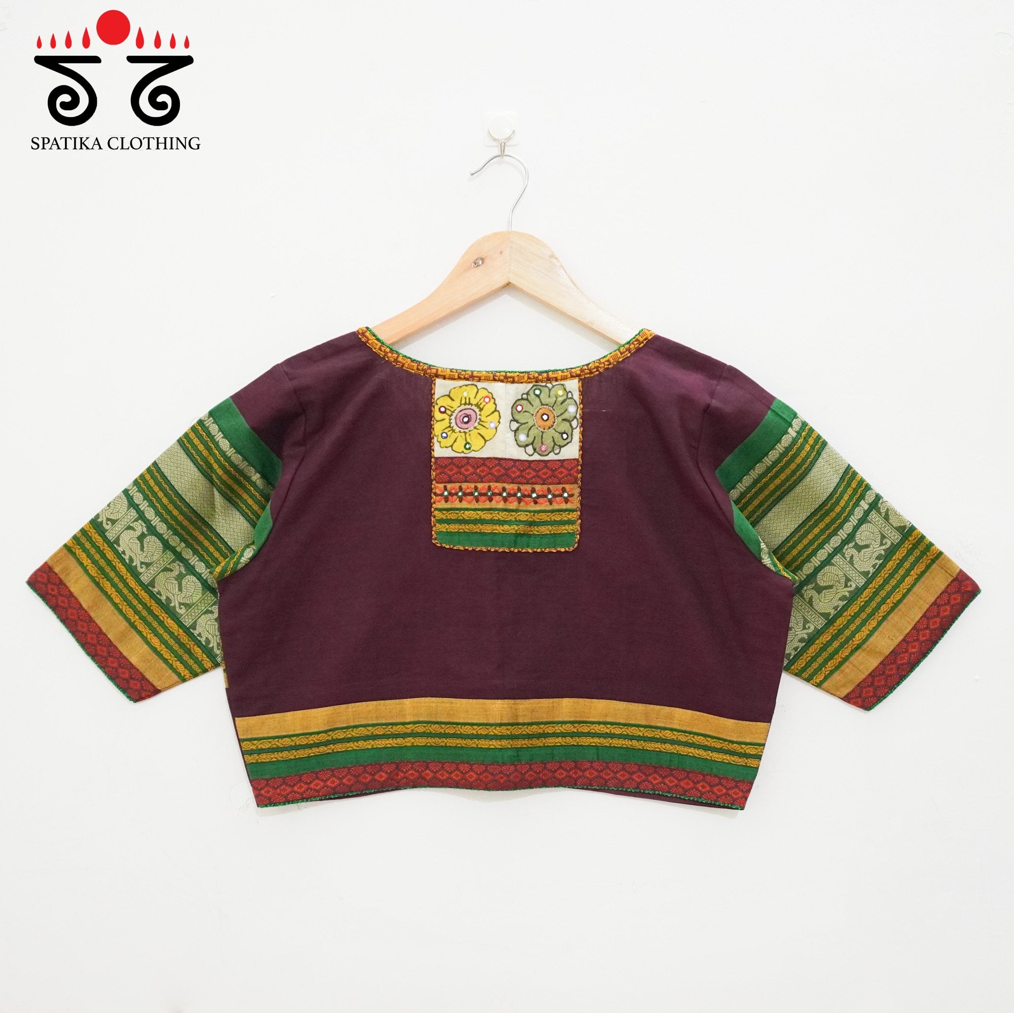 Maroon Chettinad Cotton - Pen Kalamkari Blouse