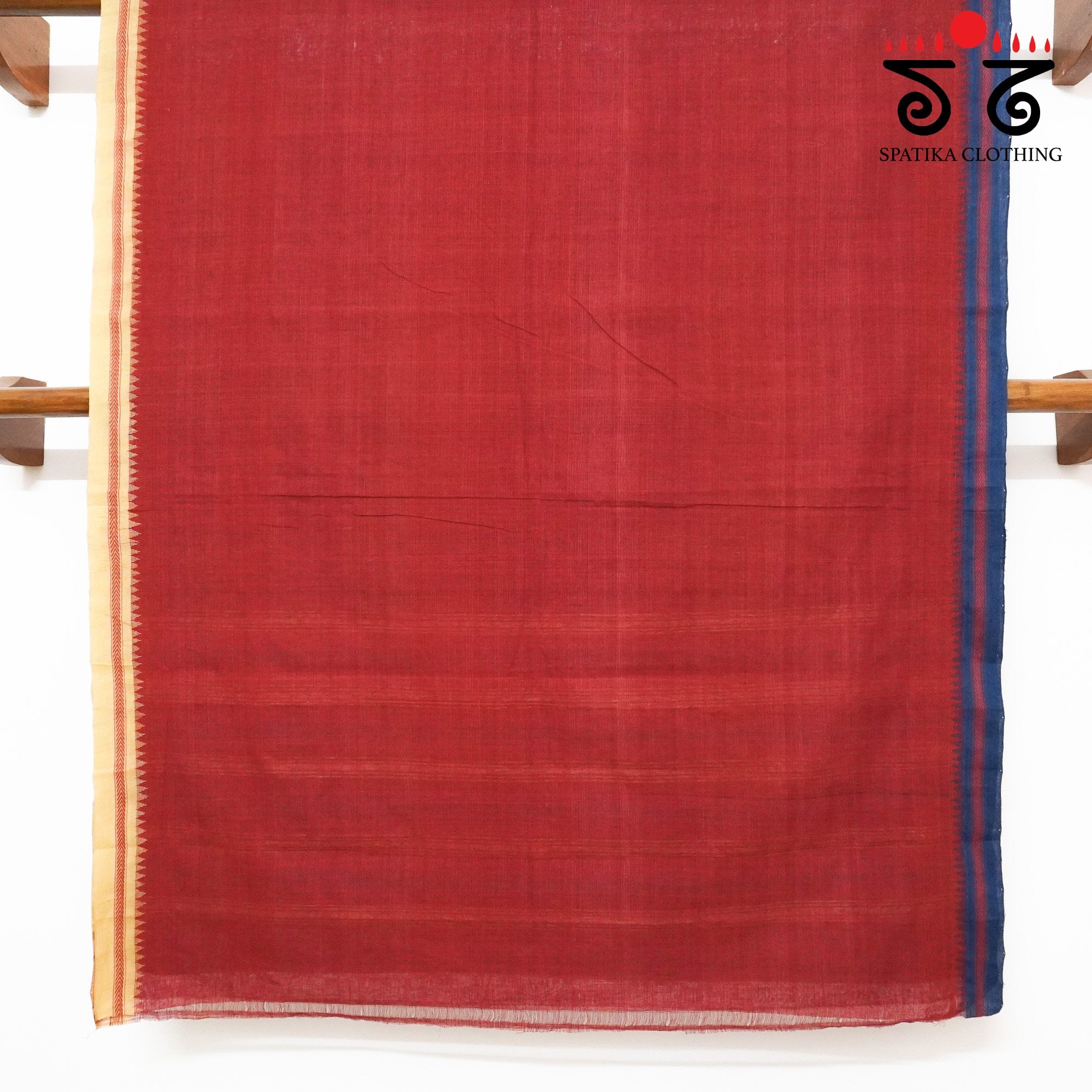Red Ponduru Handspun Cotton Saree - With Special Blouse