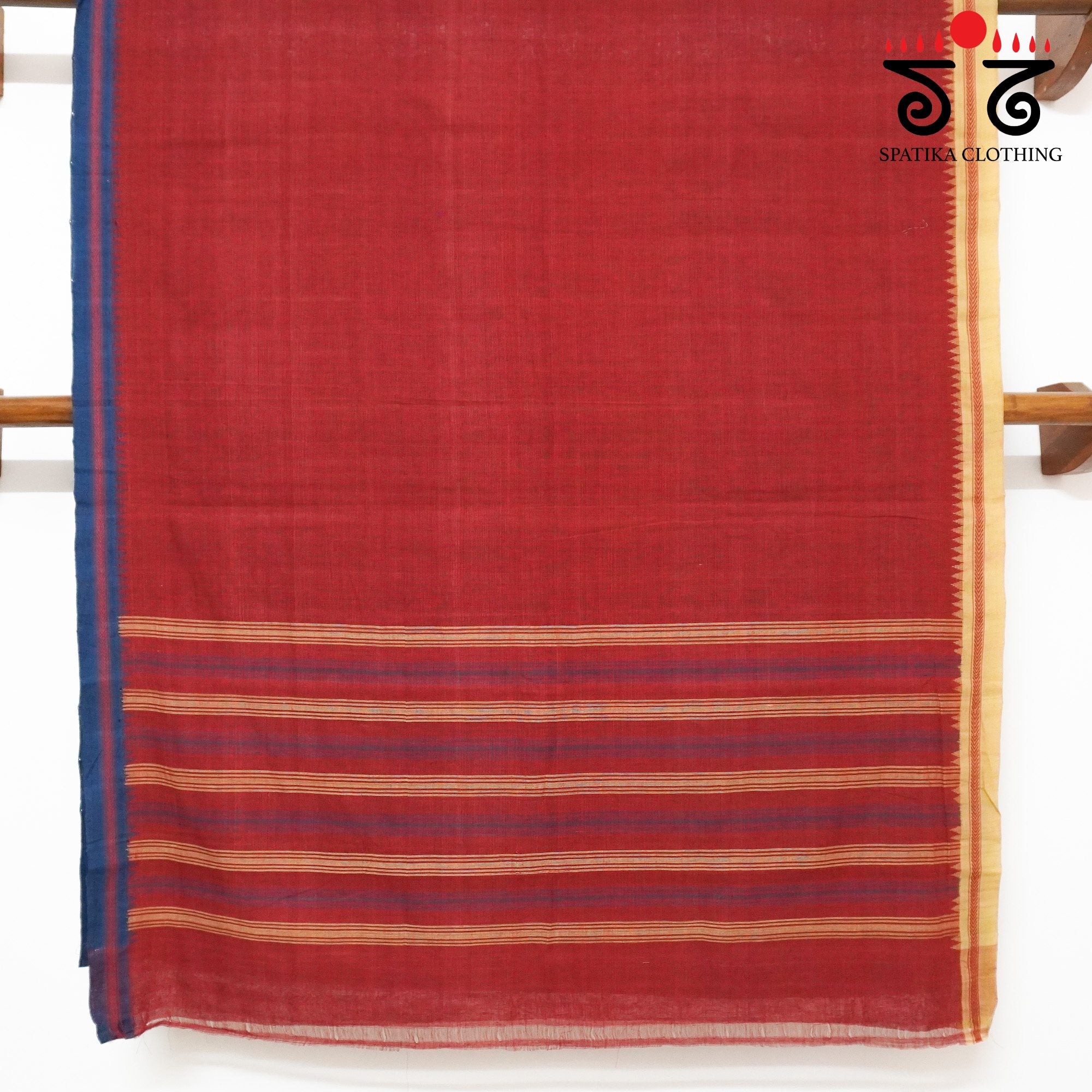 Red Ponduru Handspun Cotton Saree - With Special Blouse