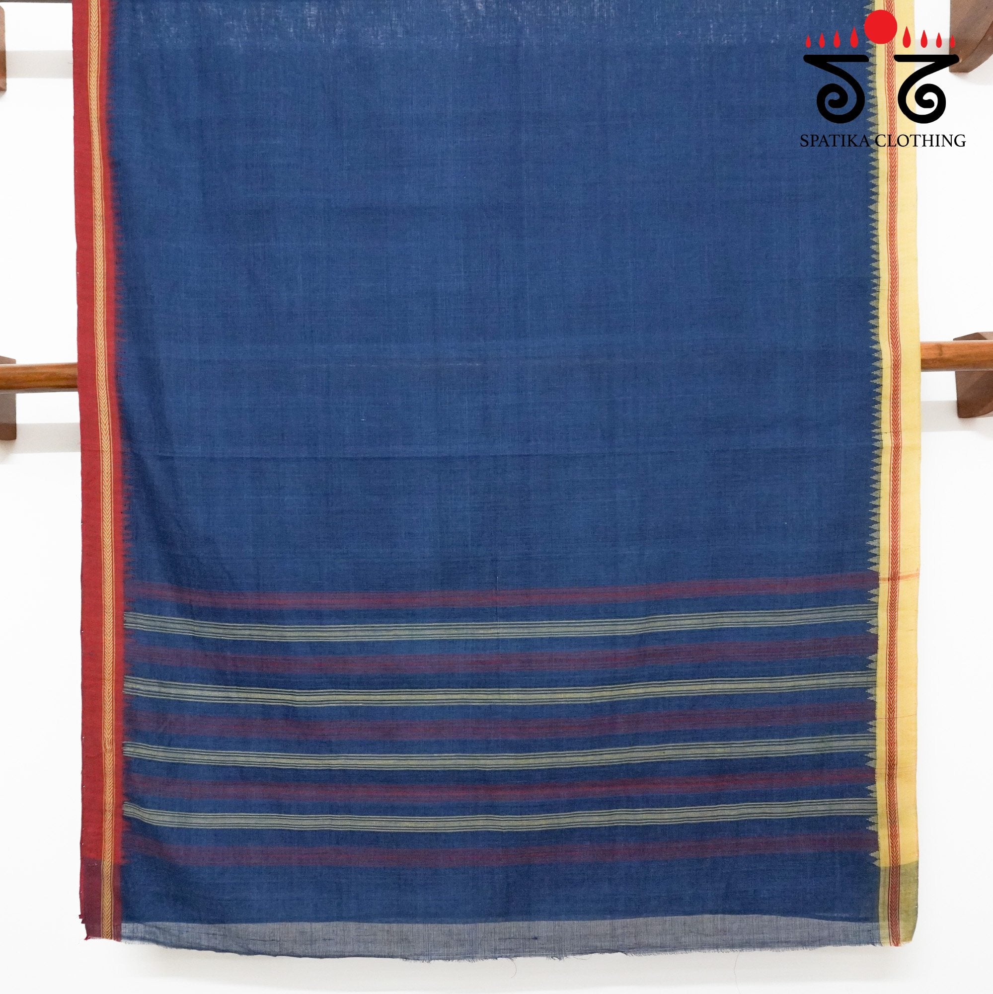 Blue Ponduru Handspun Cotton Saree - With Special Blouse