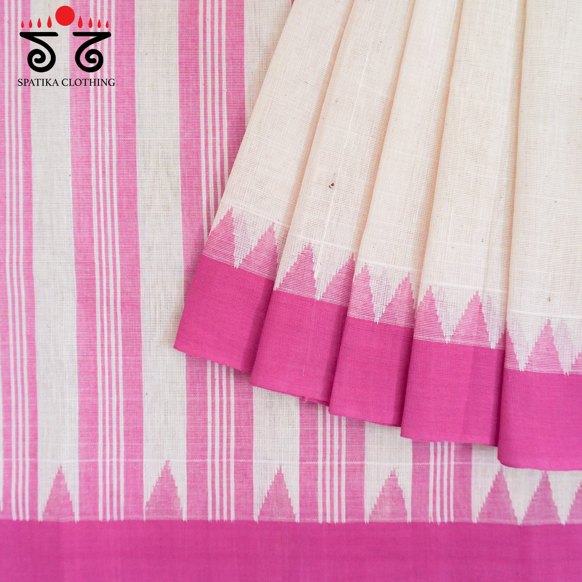 Off-White Ponduru Handspun Cotton Saree With Special Blouse
