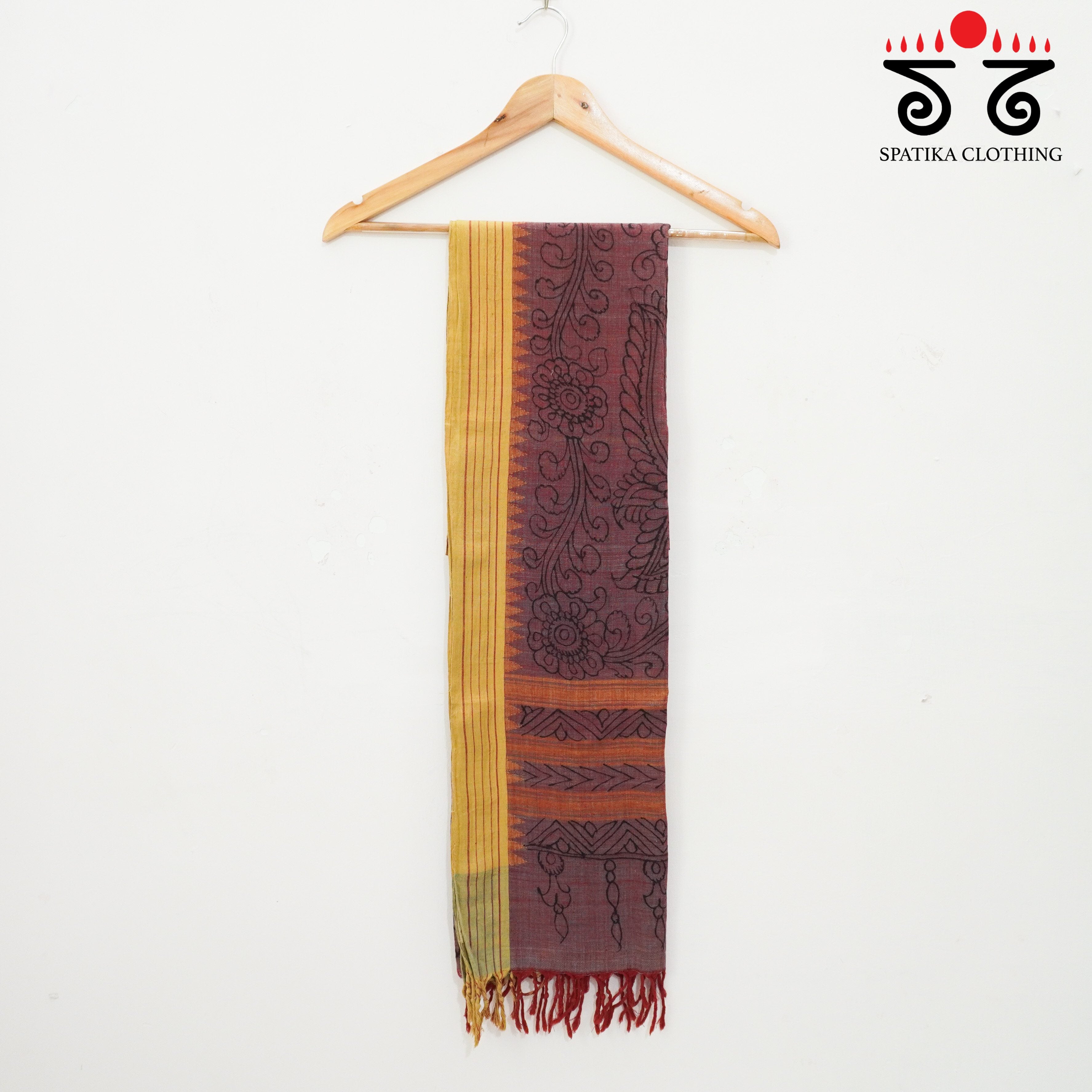 Wine Pen Kalamkari Ponduru Dupatta