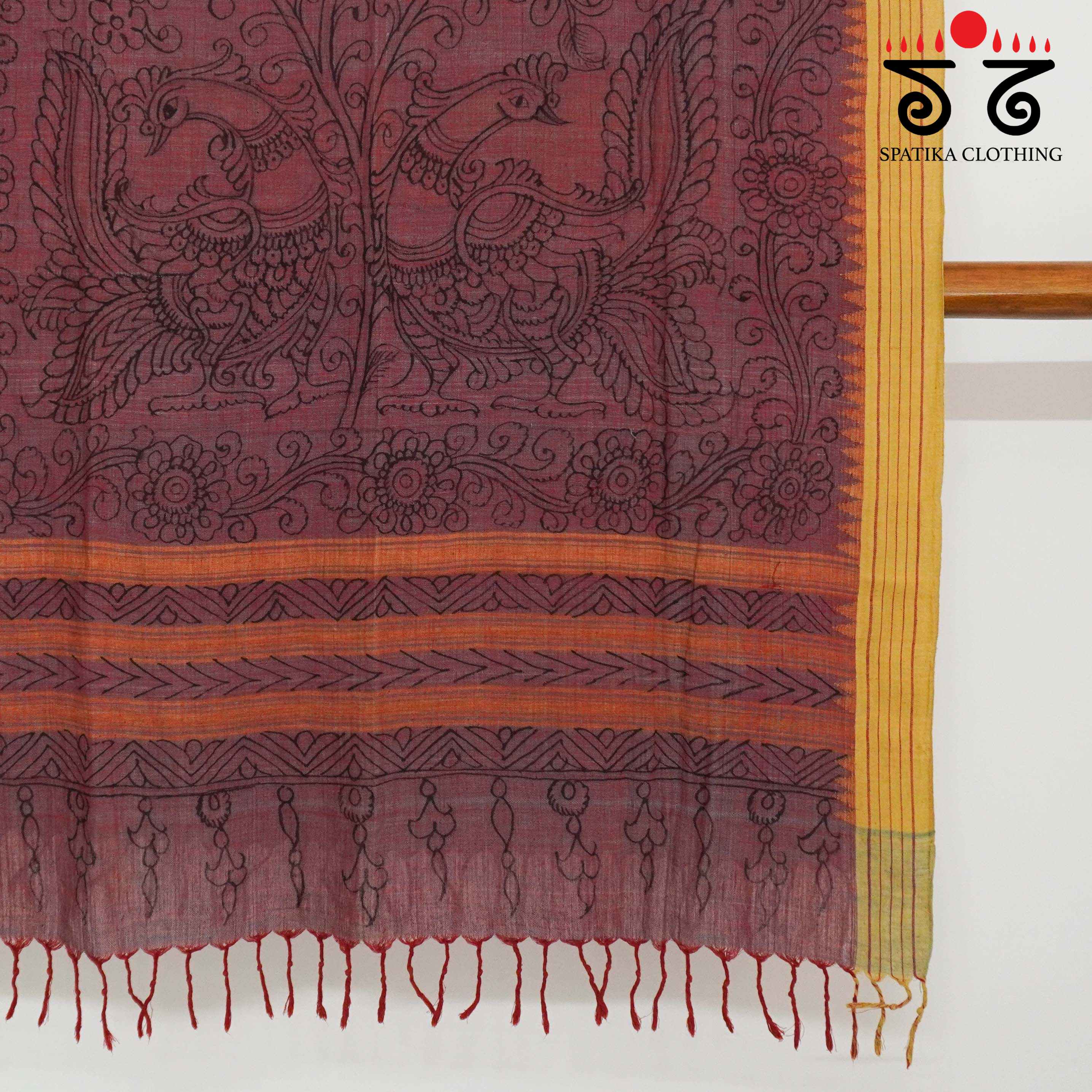 Wine Pen Kalamkari Ponduru Dupatta
