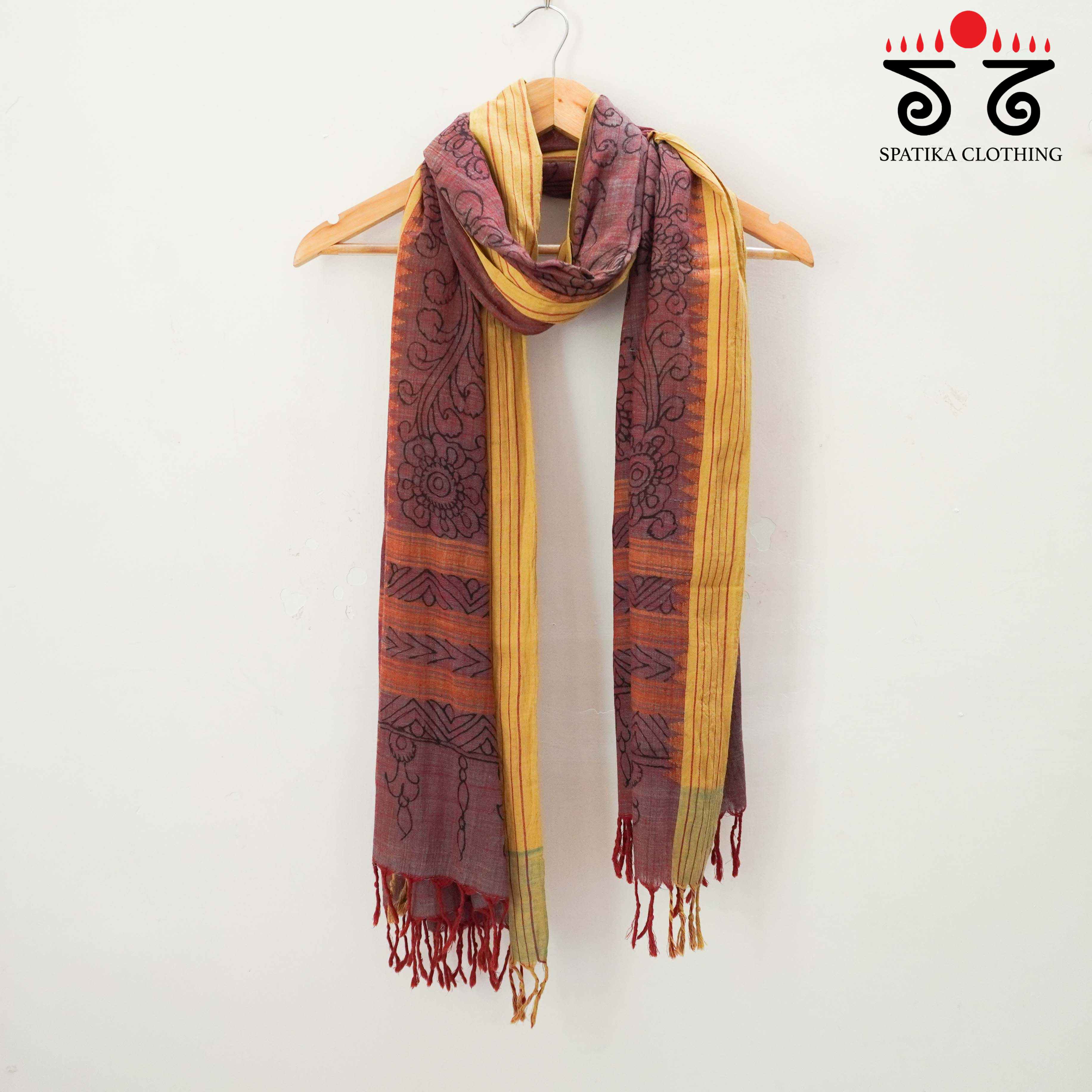 Wine Pen Kalamkari Ponduru Dupatta