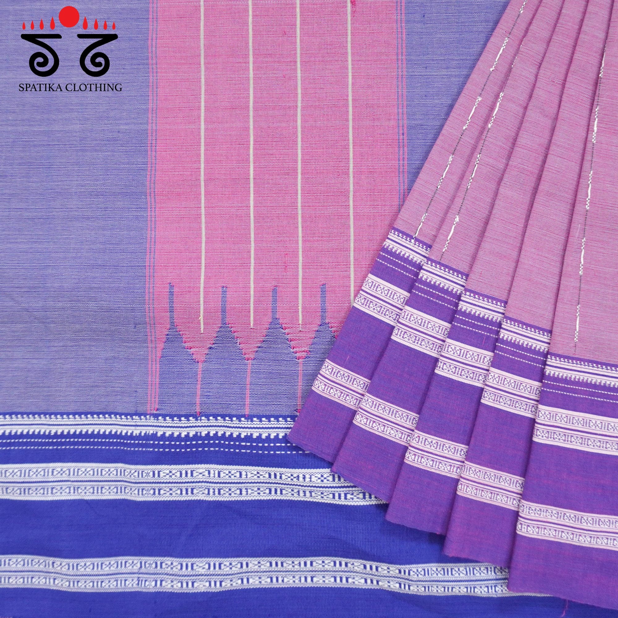 Lavender Ilkal Handwoven Cotton Saree - Bandhini Blouse