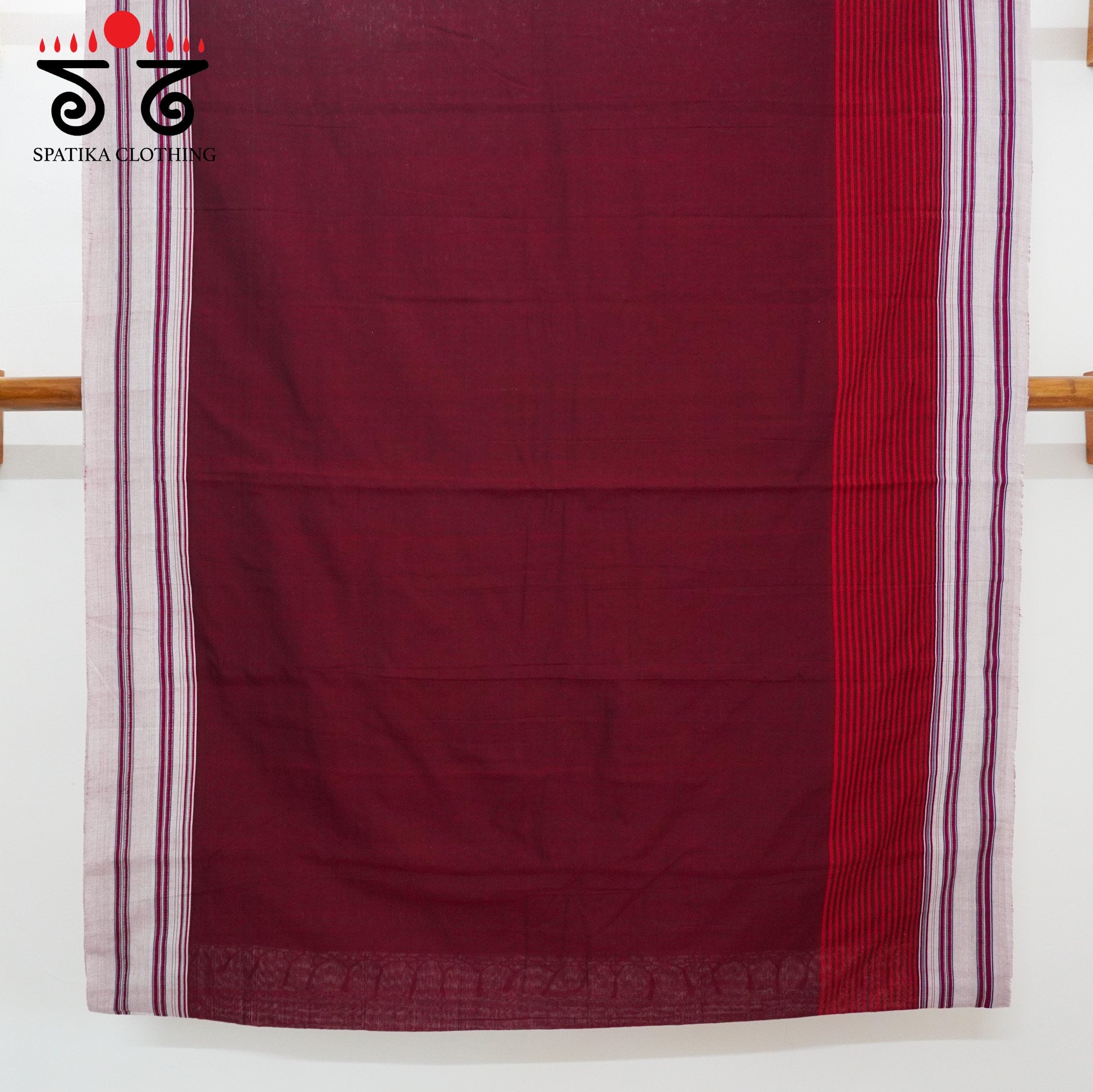 Maroon Ilkal Handwoven Cotton Saree - Bandhini Blouse