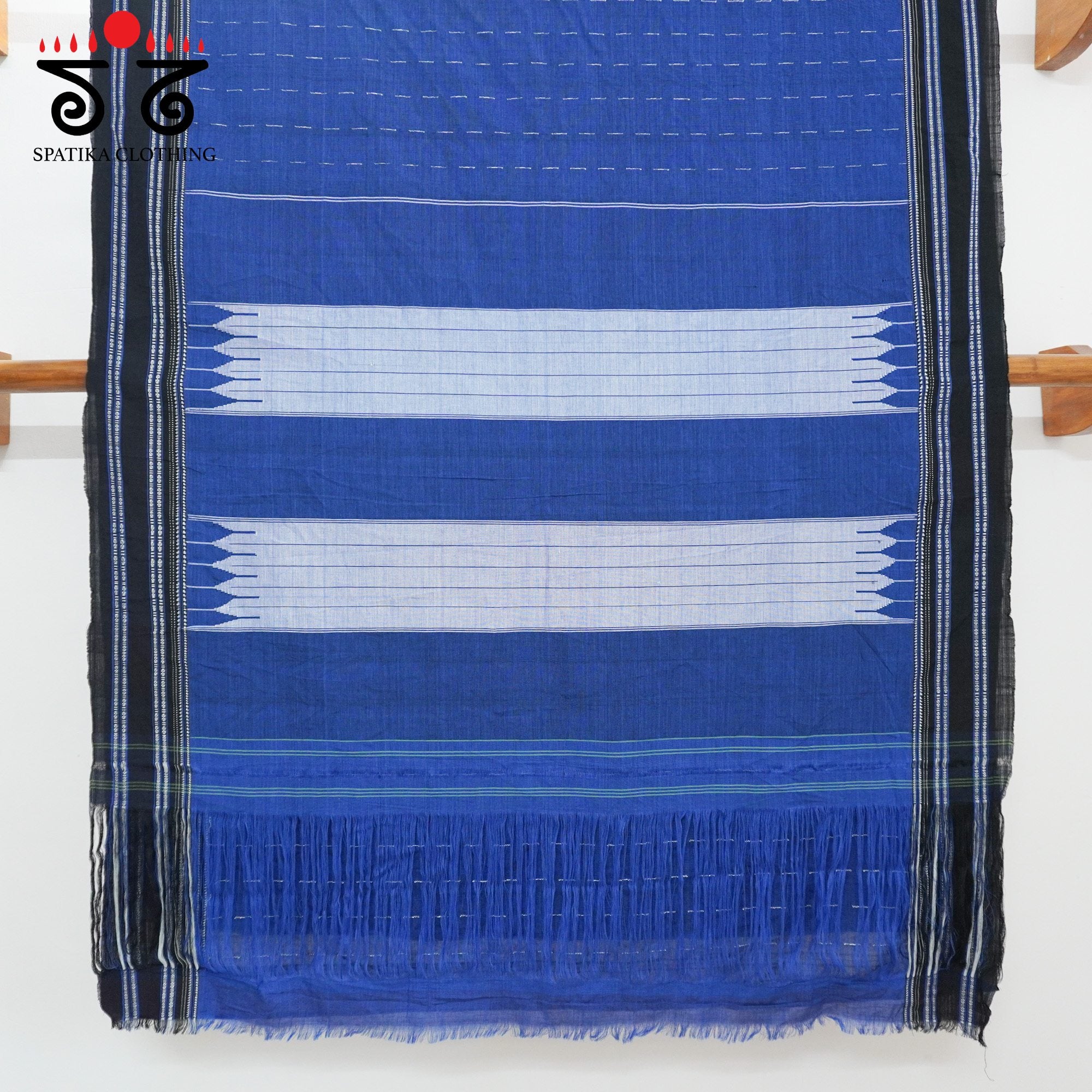 Blue Ilkal Handwoven Cotton Saree - Ikat Blouse