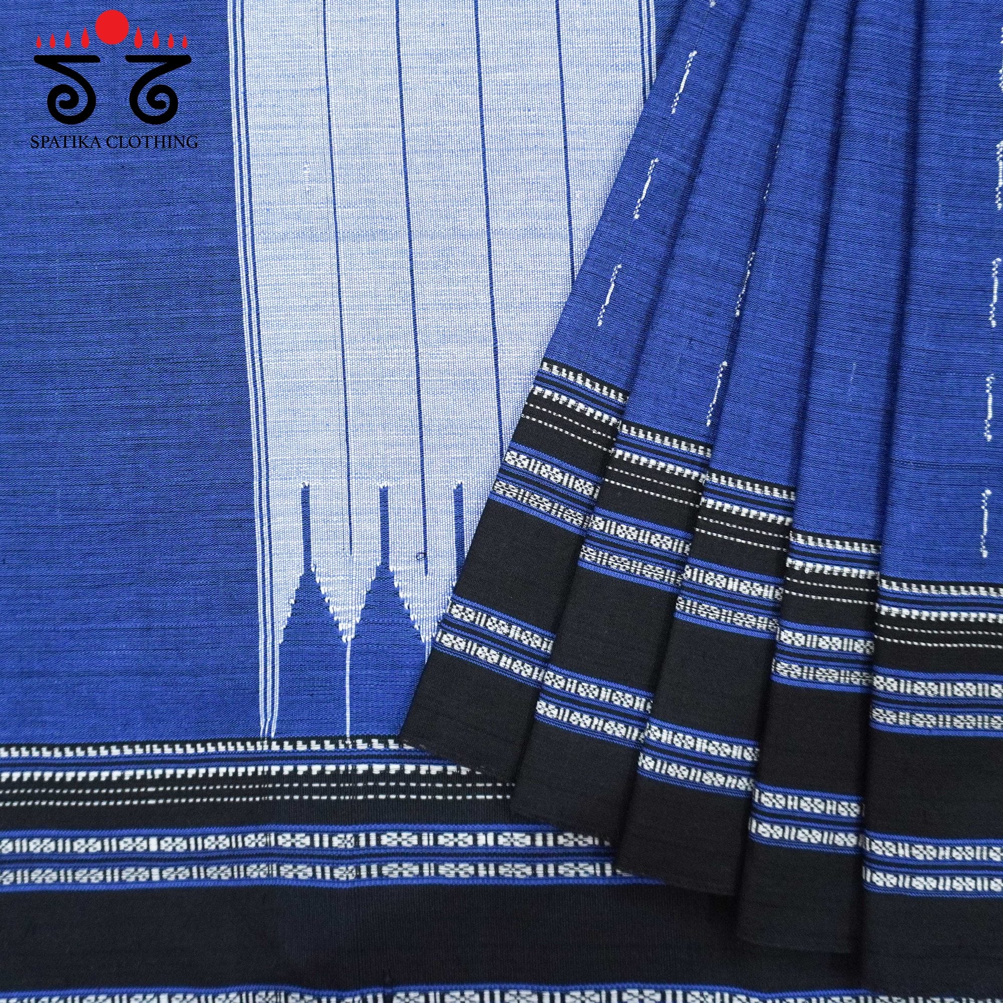 Blue Ilkal Handwoven Cotton Saree - Ikat Blouse