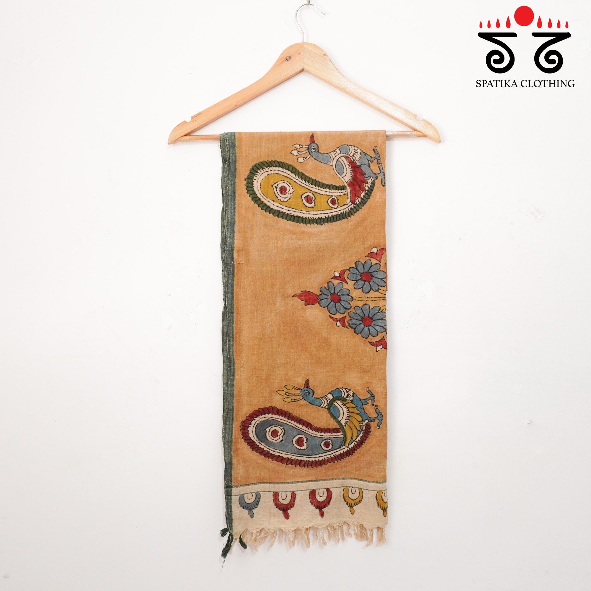 Peach Kalamkari Ponduru stole