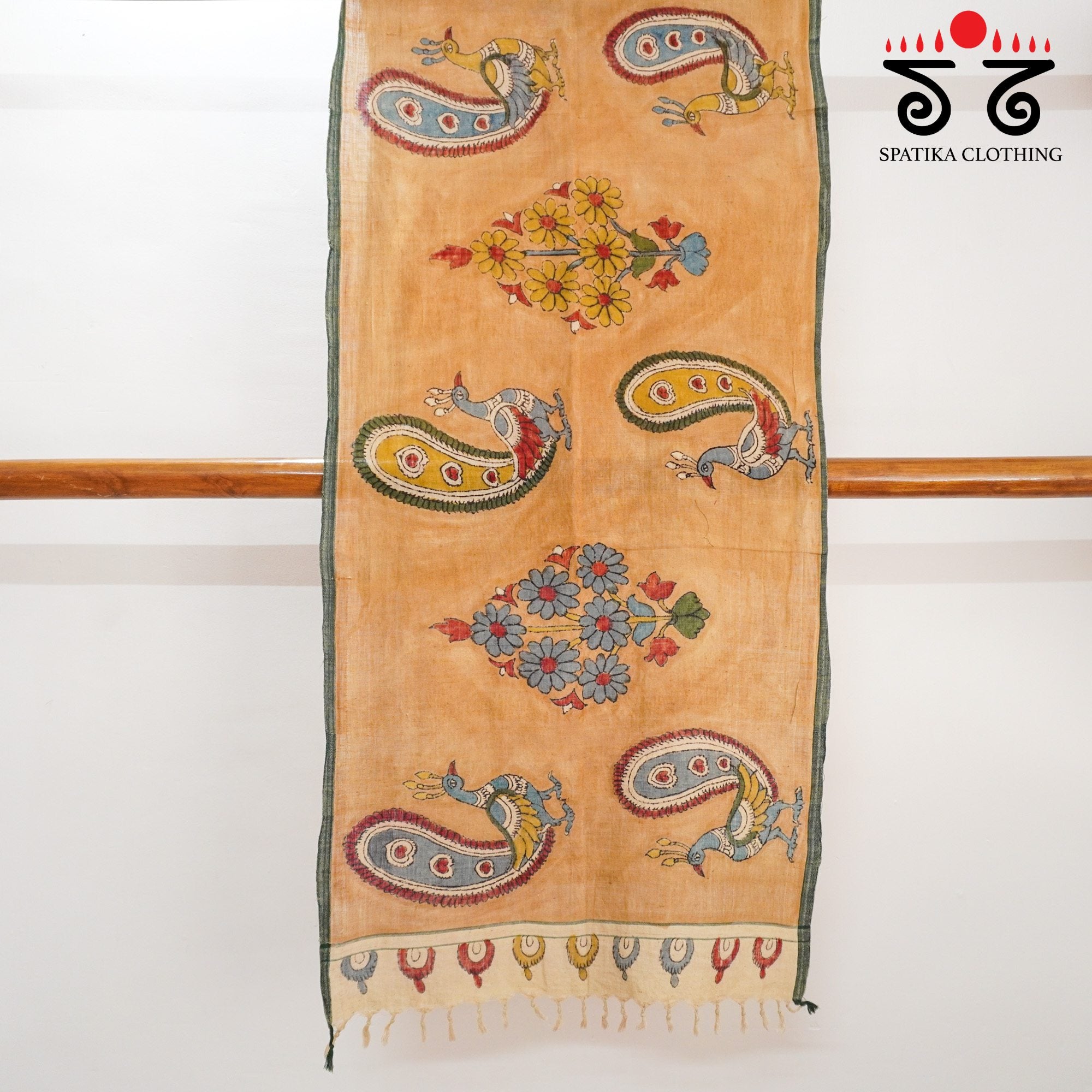 Peach Kalamkari Ponduru stole