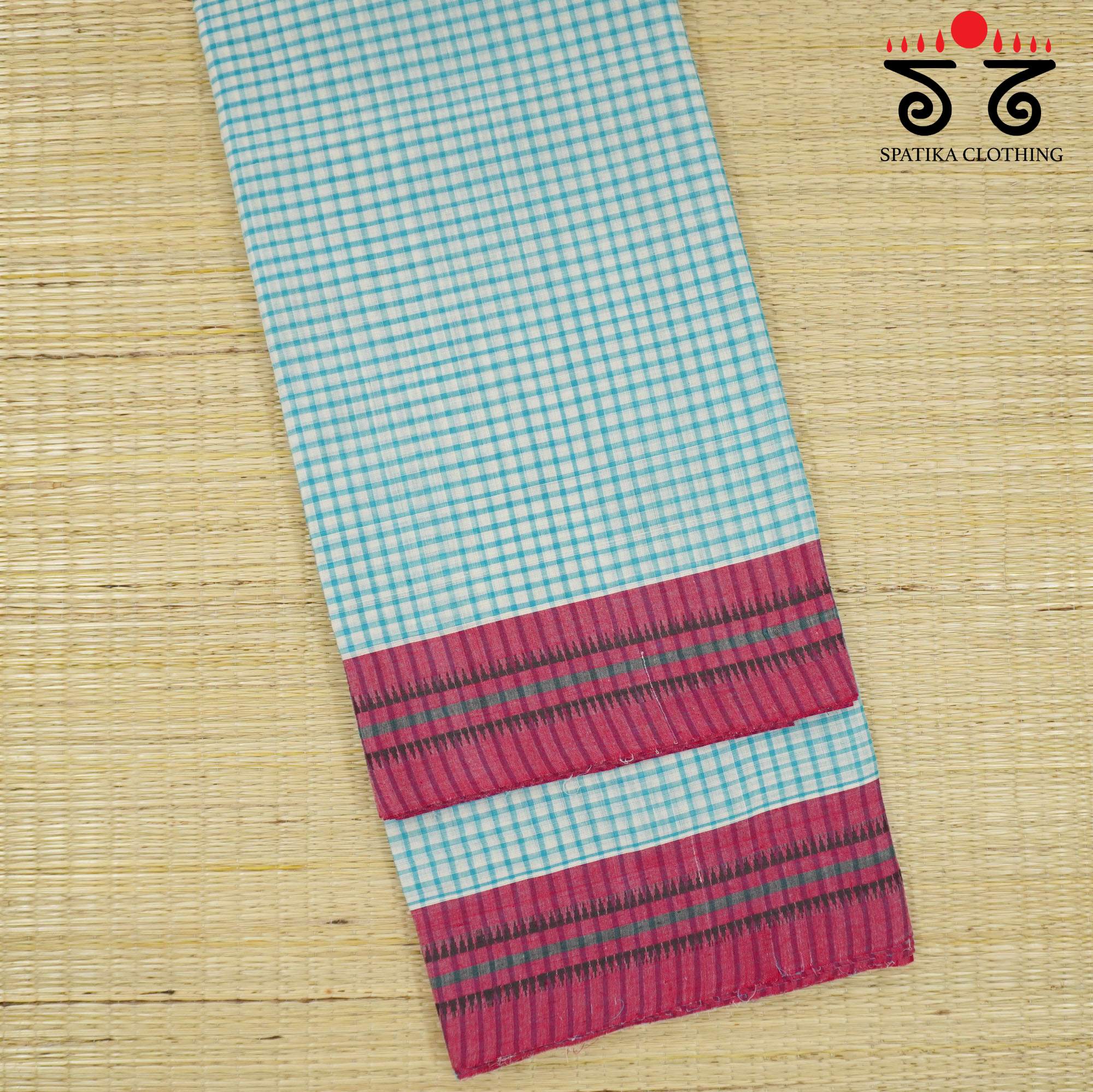 Light Blue Andhra Handwoven Cotton Saree
