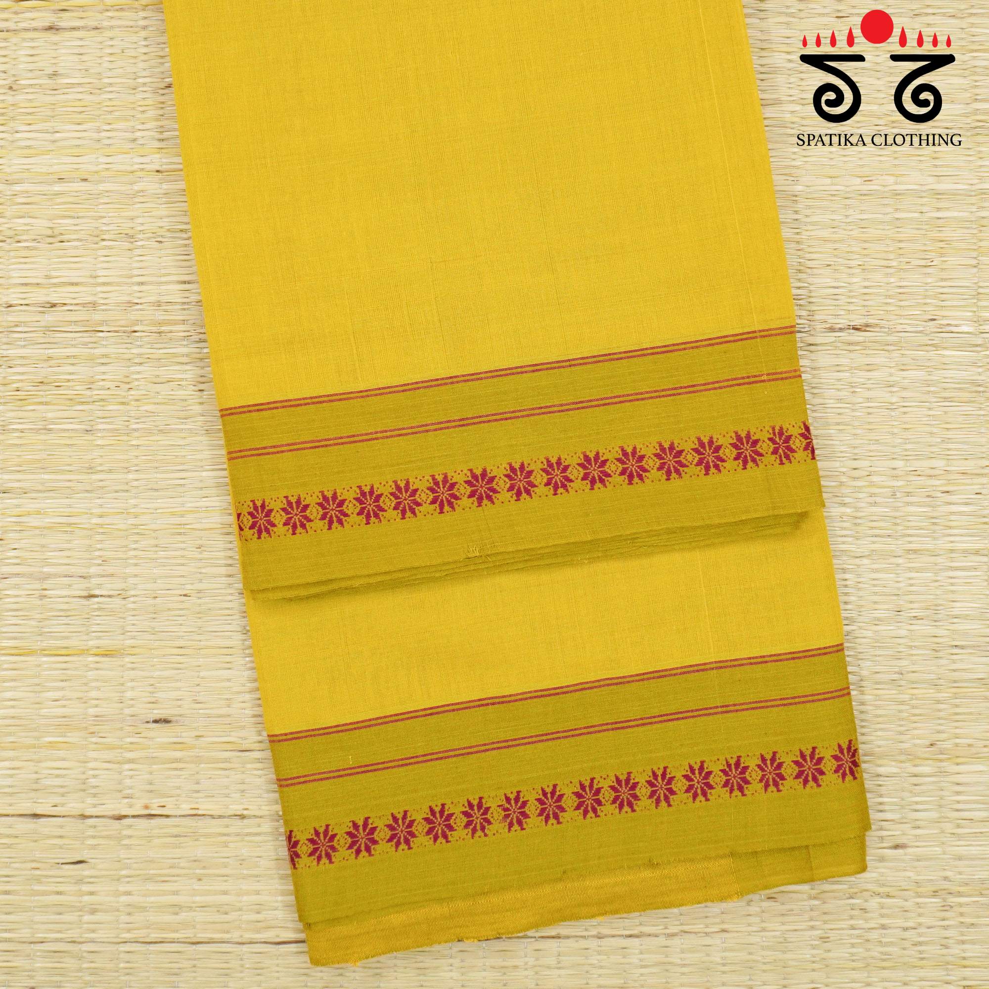Yellow Andhra Handwoven Cotton Saree