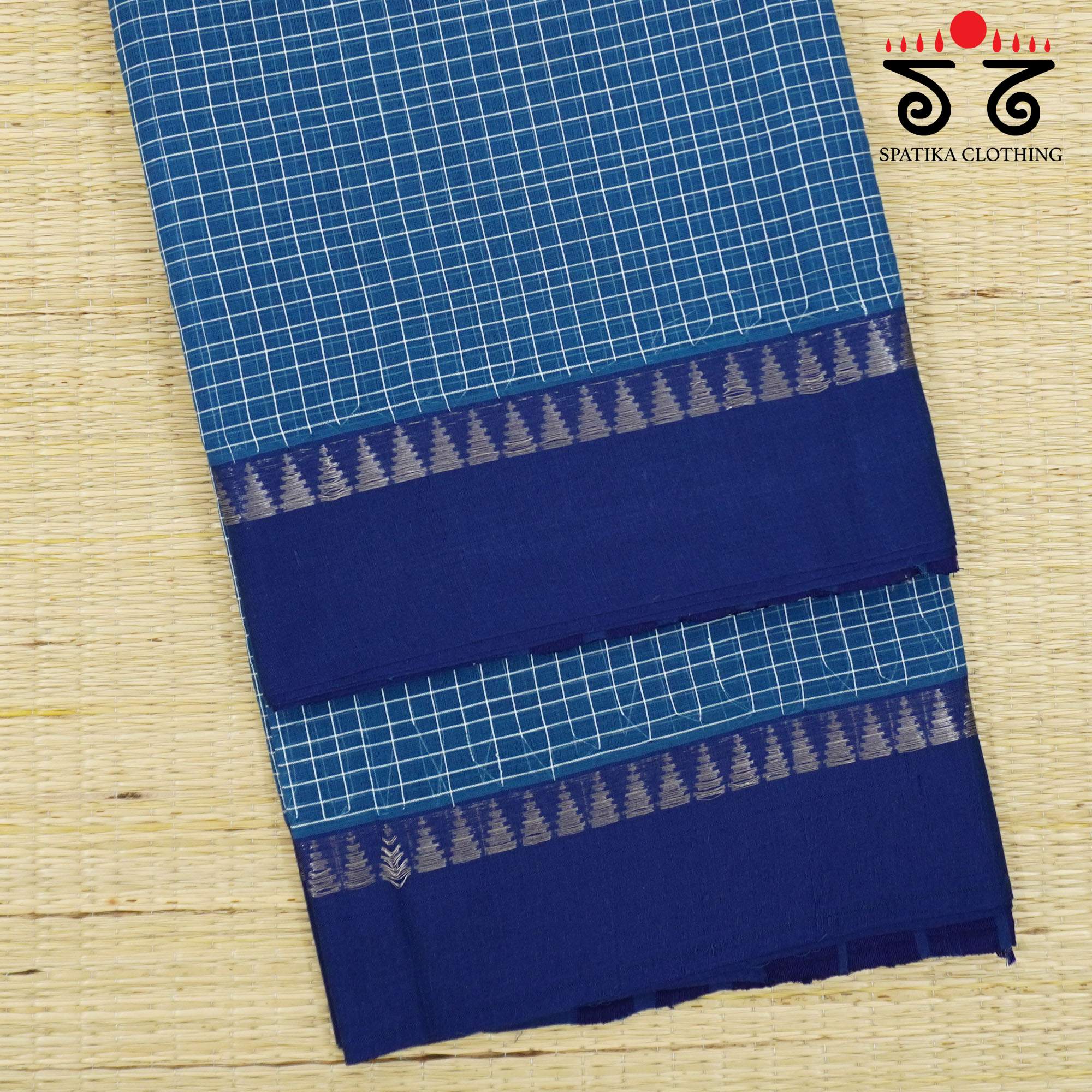 Blue Andhra Handwoven Cotton Saree