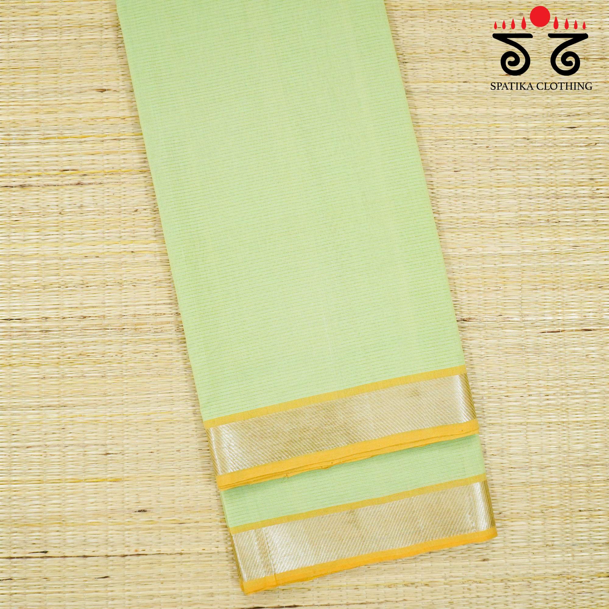 Pista Green Andhra Handwoven Cotton Saree