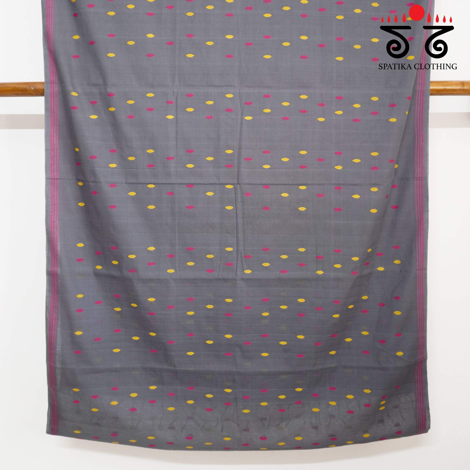 Grey Andhra Handwoven Cotton Saree