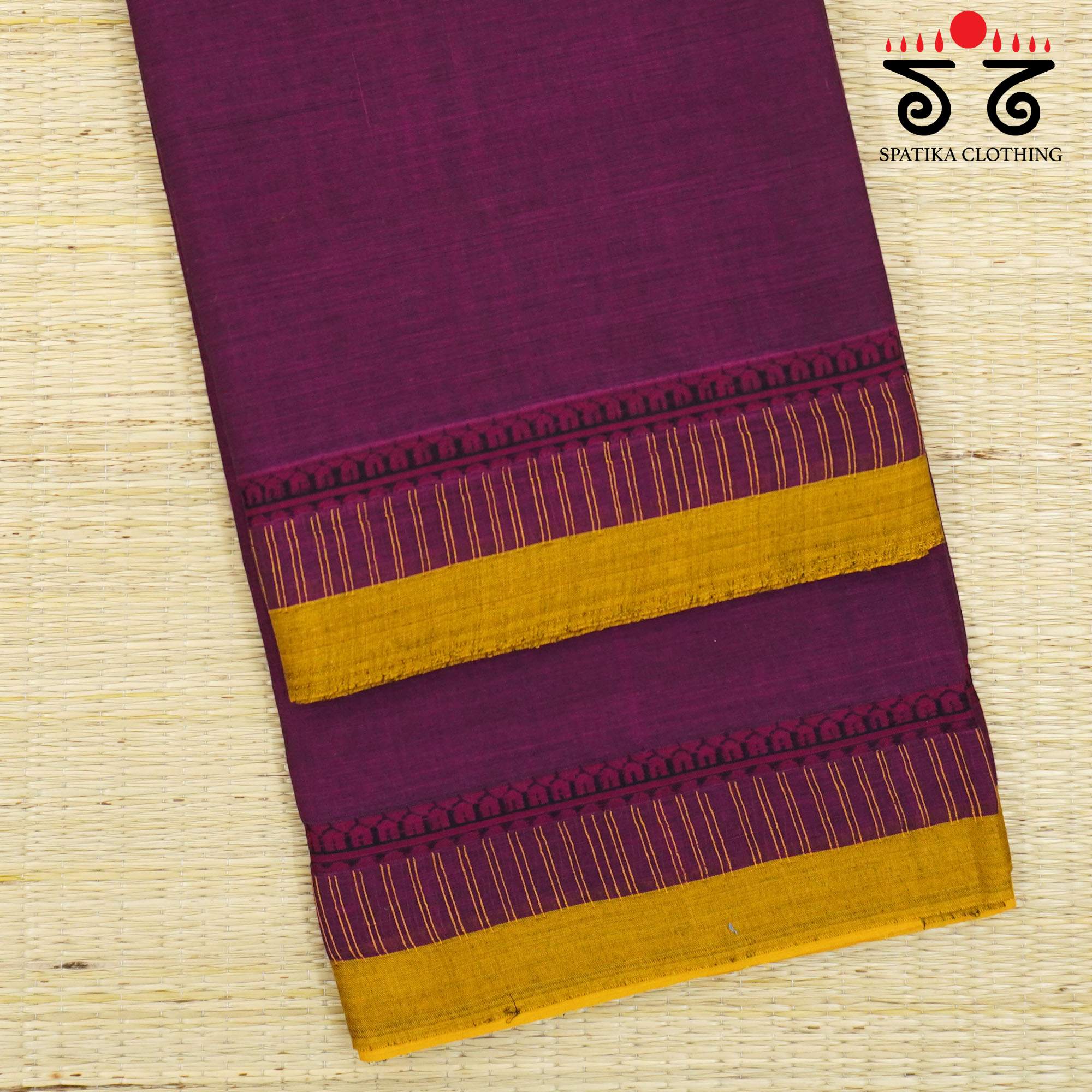 Wine Andhra Handwoven Cotton Saree