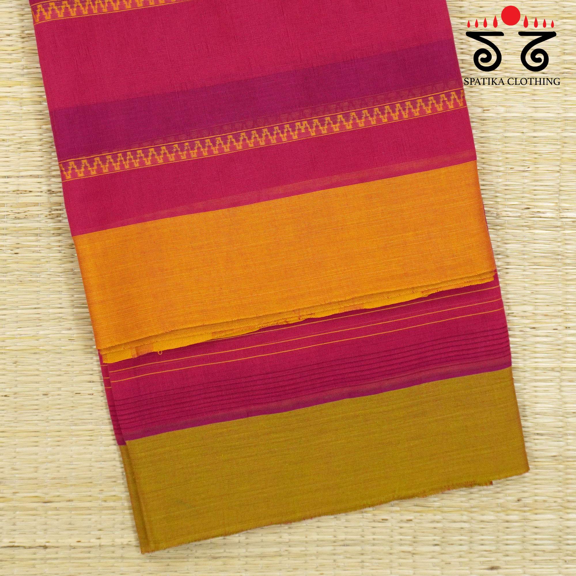 Pink Andhra Handwoven Cotton Saree
