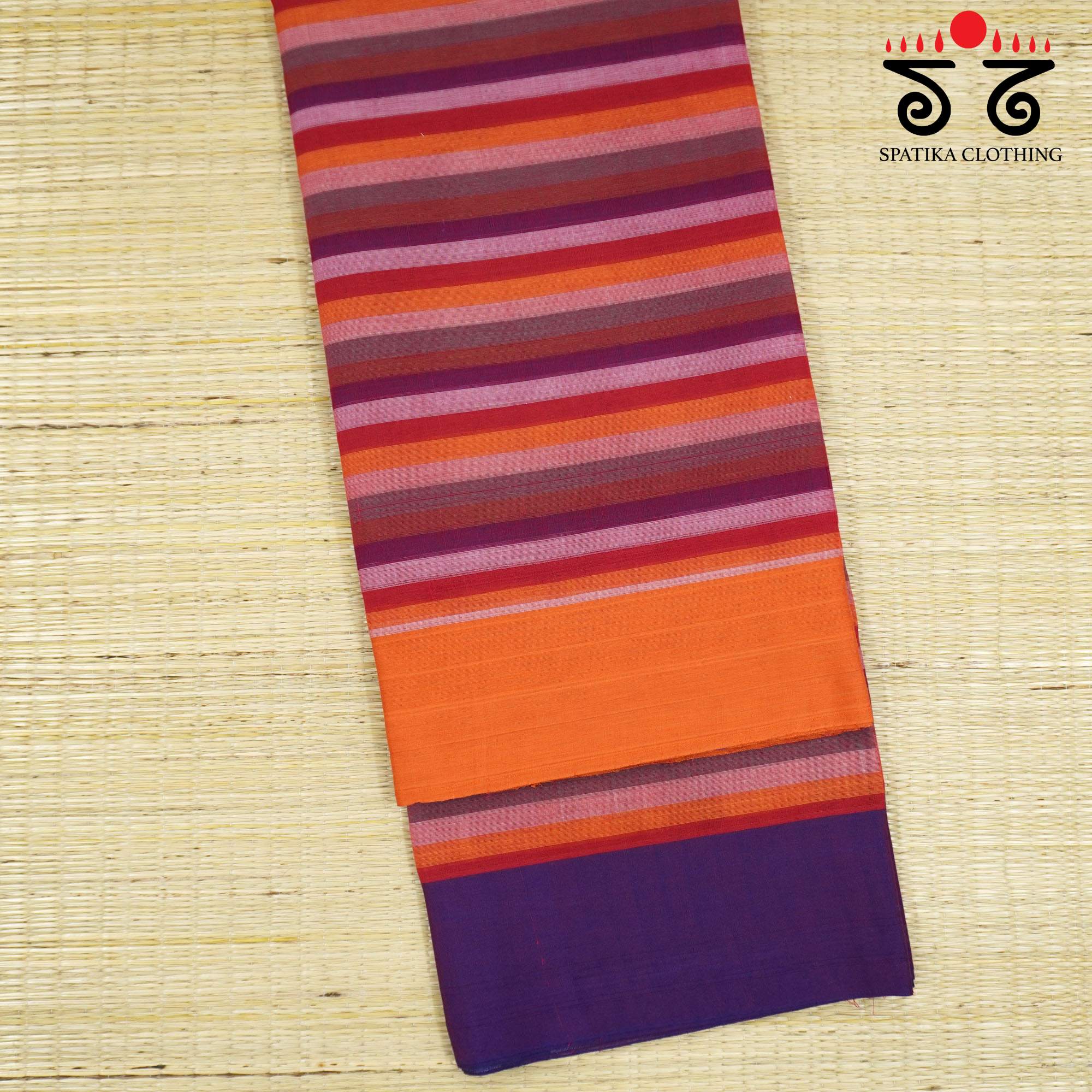 Red Multi Andhra Handwoven Cotton Saree