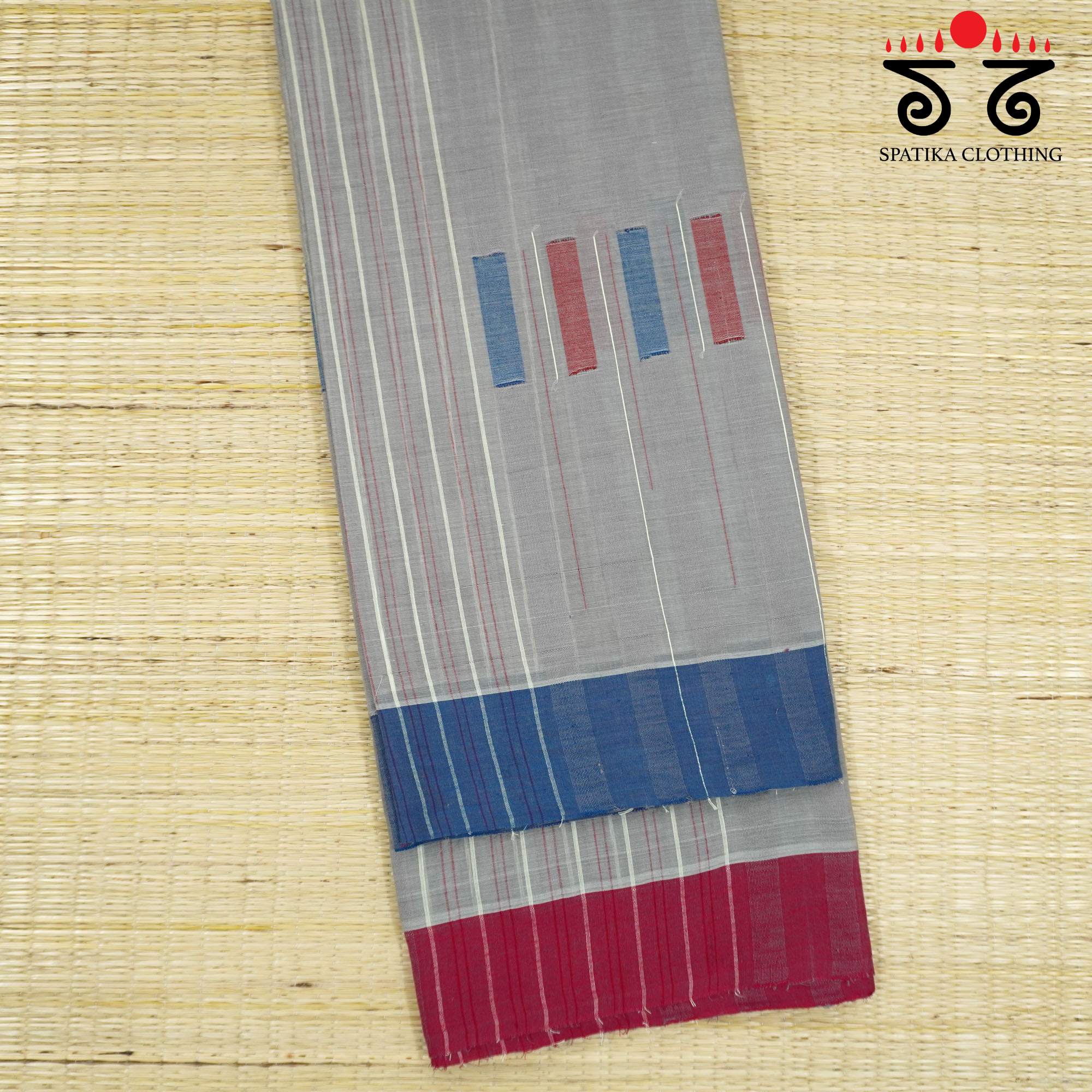 Light Grey Andhra Handwoven Cotton Saree