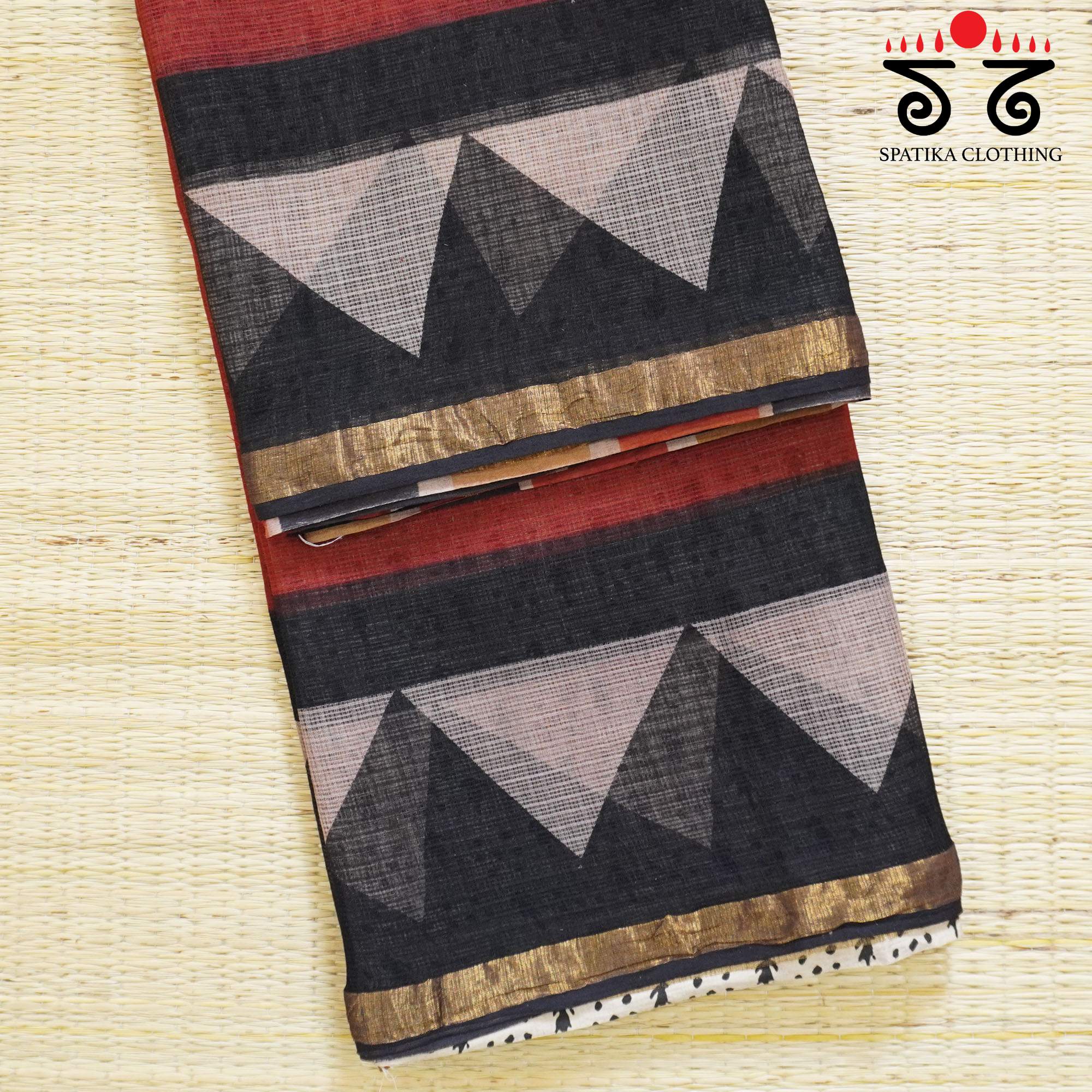 Red Kota Hand Block Printed Saree