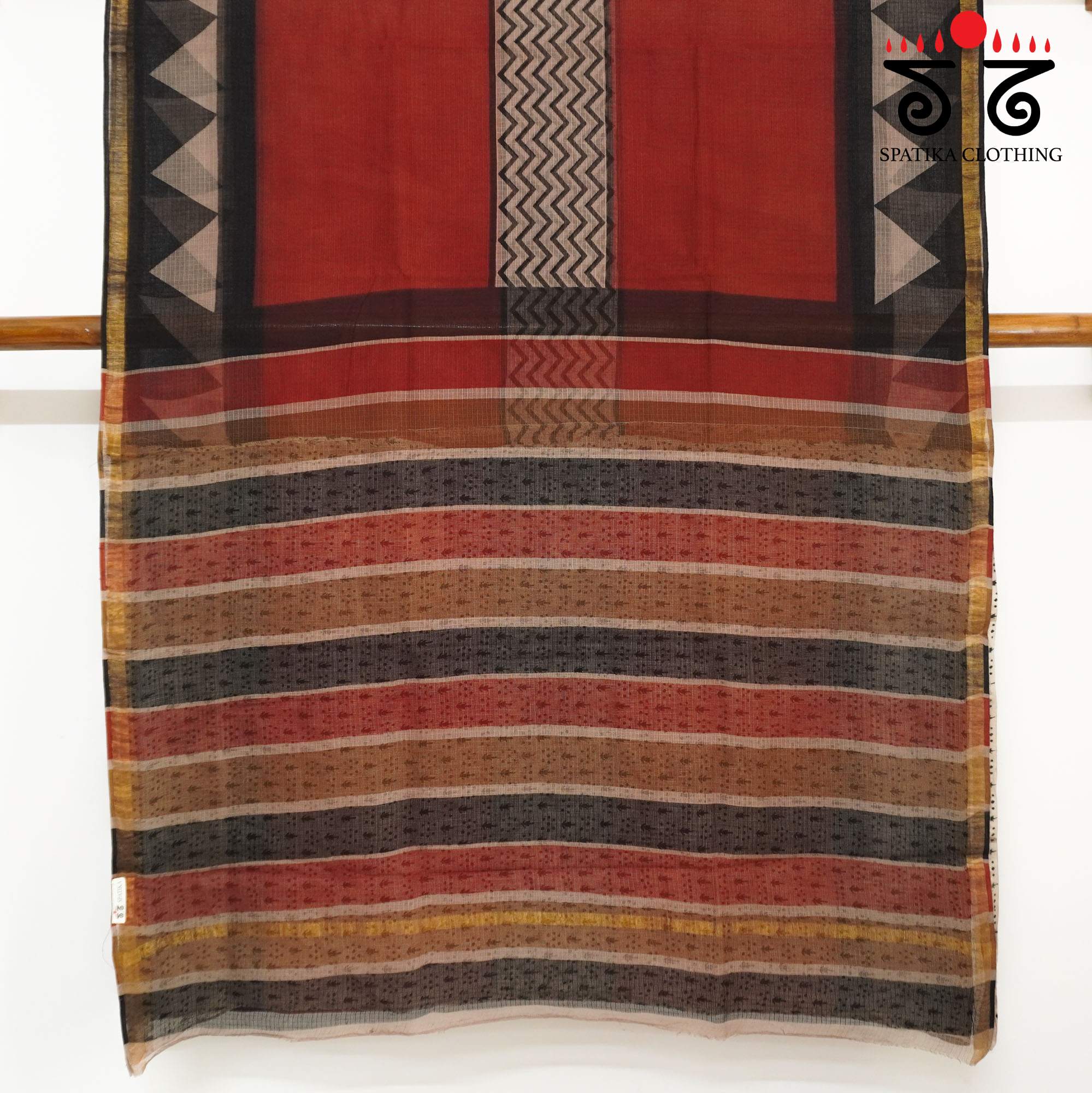 Red Kota Hand Block Printed Saree