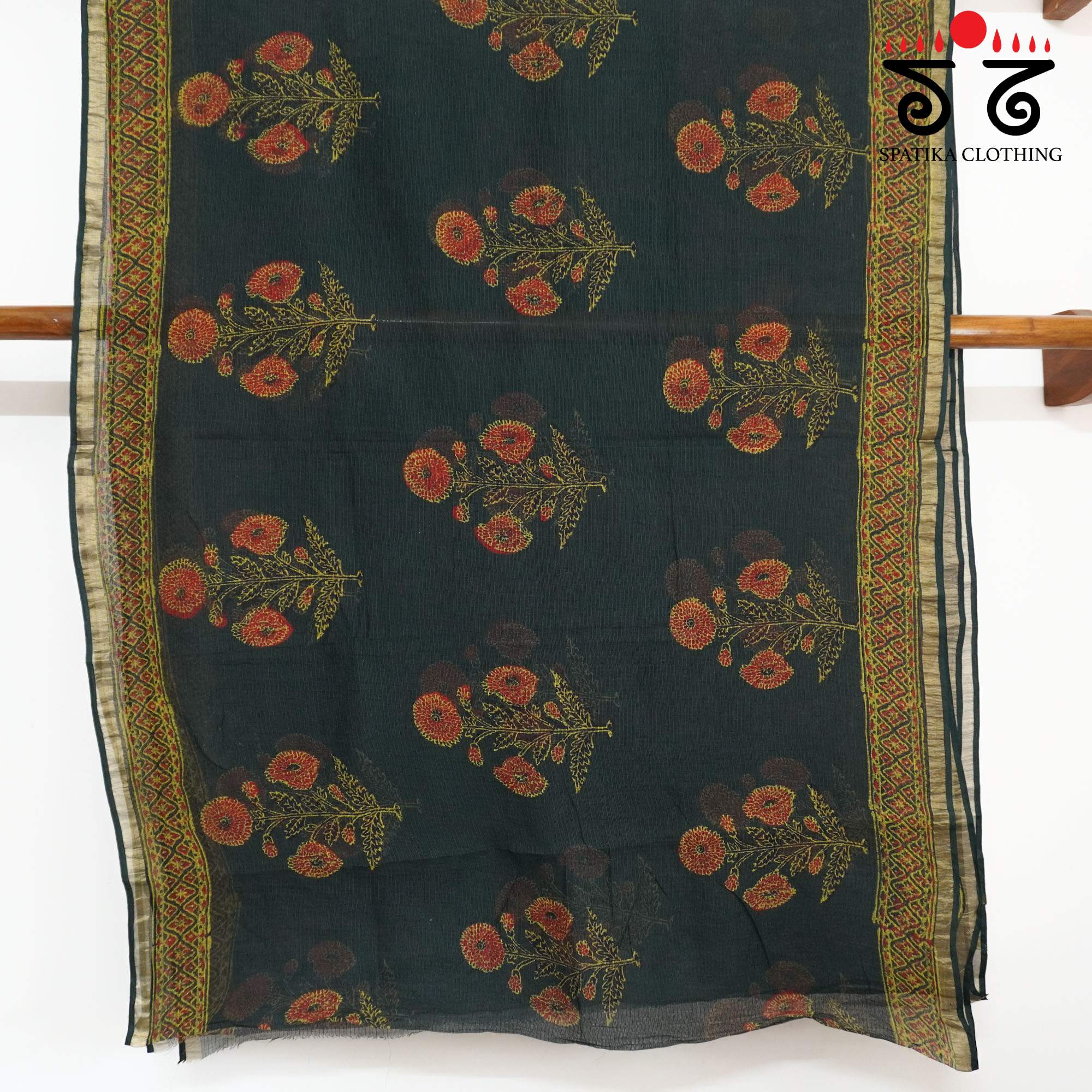 Green Kota Hand Block Printed Saree
