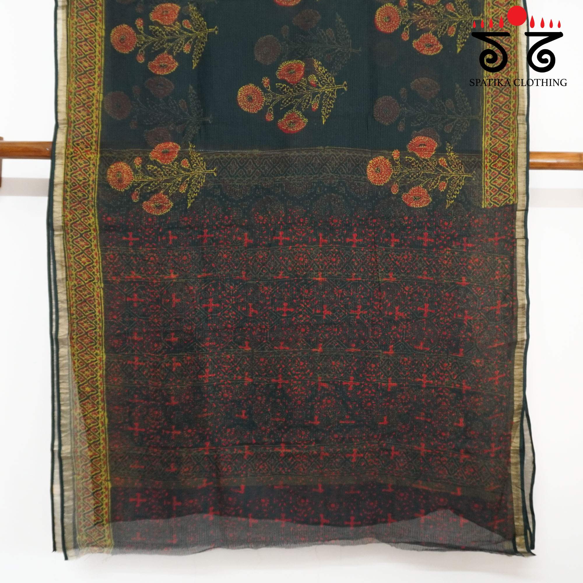 Green Kota Hand Block Printed Saree