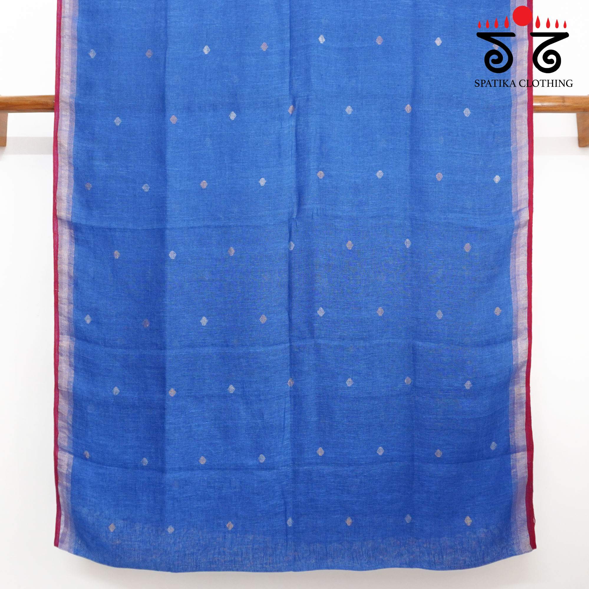 Blue Jamdhani-Linen Cotton Saree