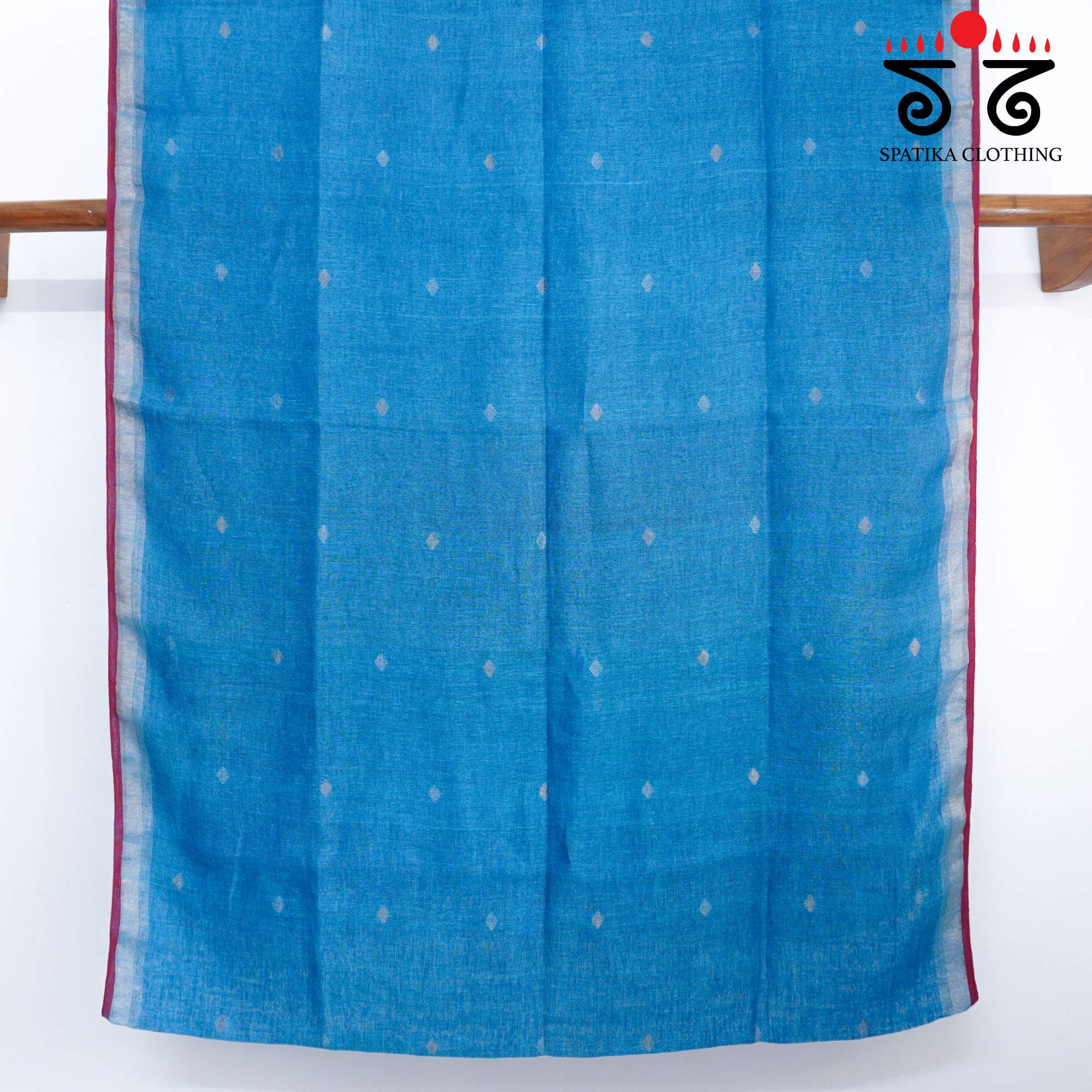 Blue Jamdhani-Linen Cotton Saree