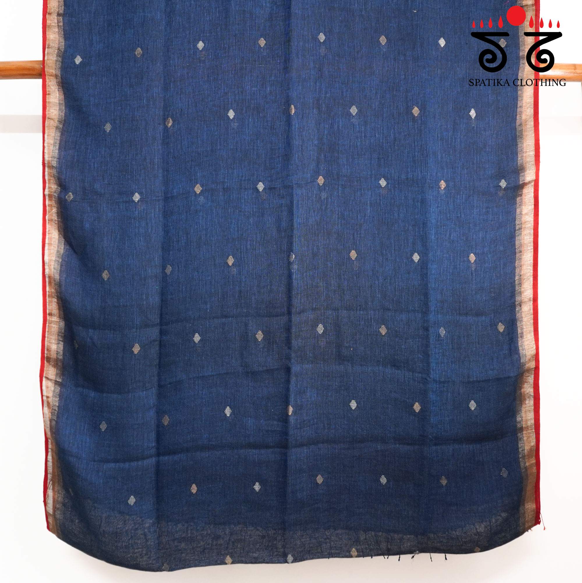 Dark Blue Jamdhani-Linen Cotton Saree