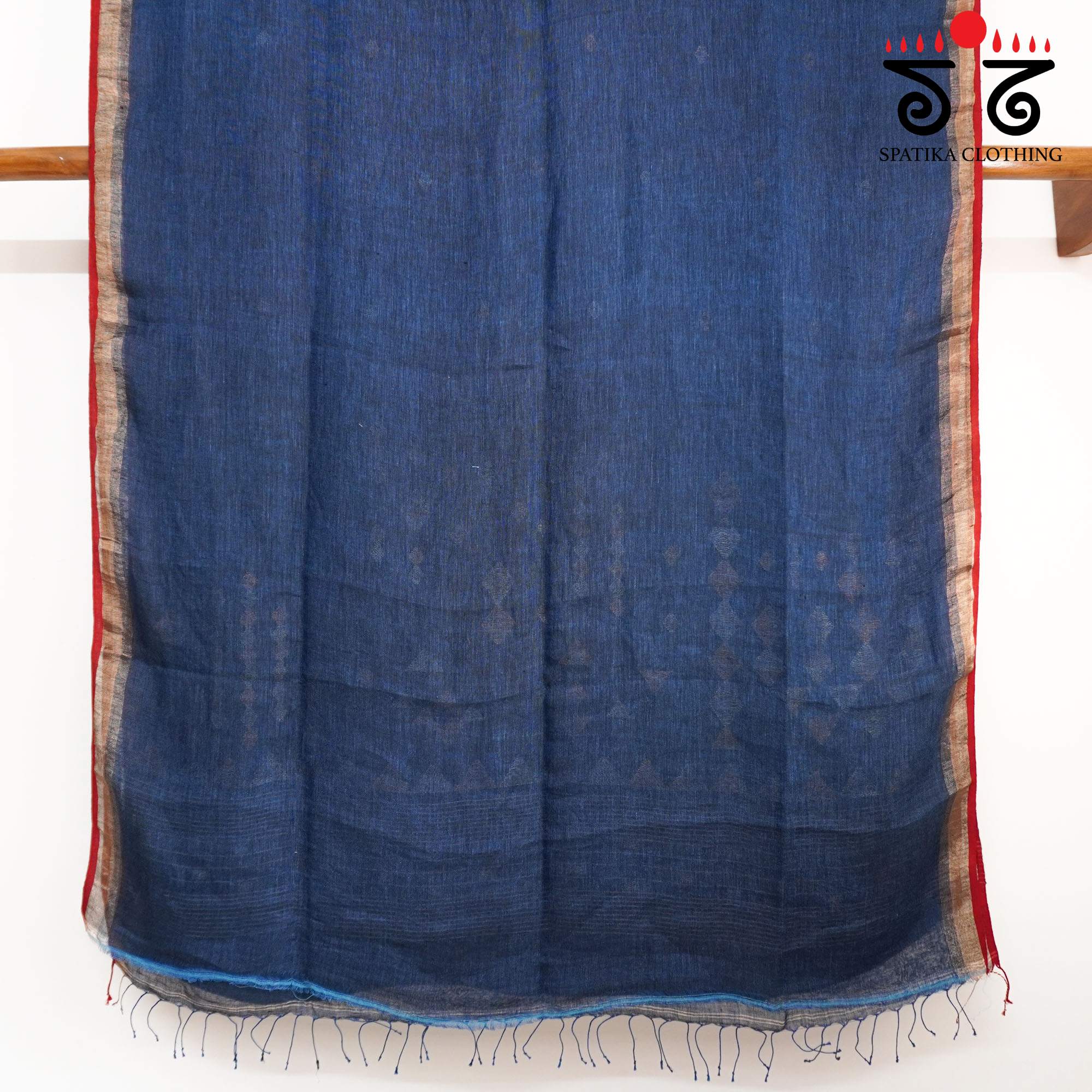 Dark Blue Jamdhani-Linen Cotton Saree