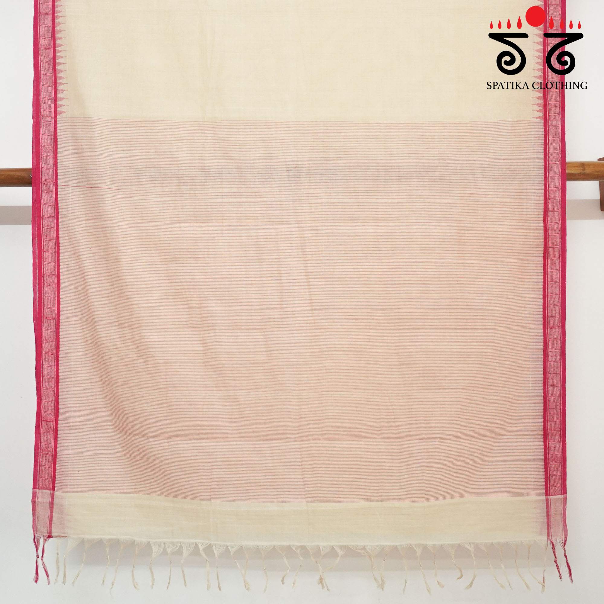 Beige Ponduru Handspun Cotton Saree With Special Blouse