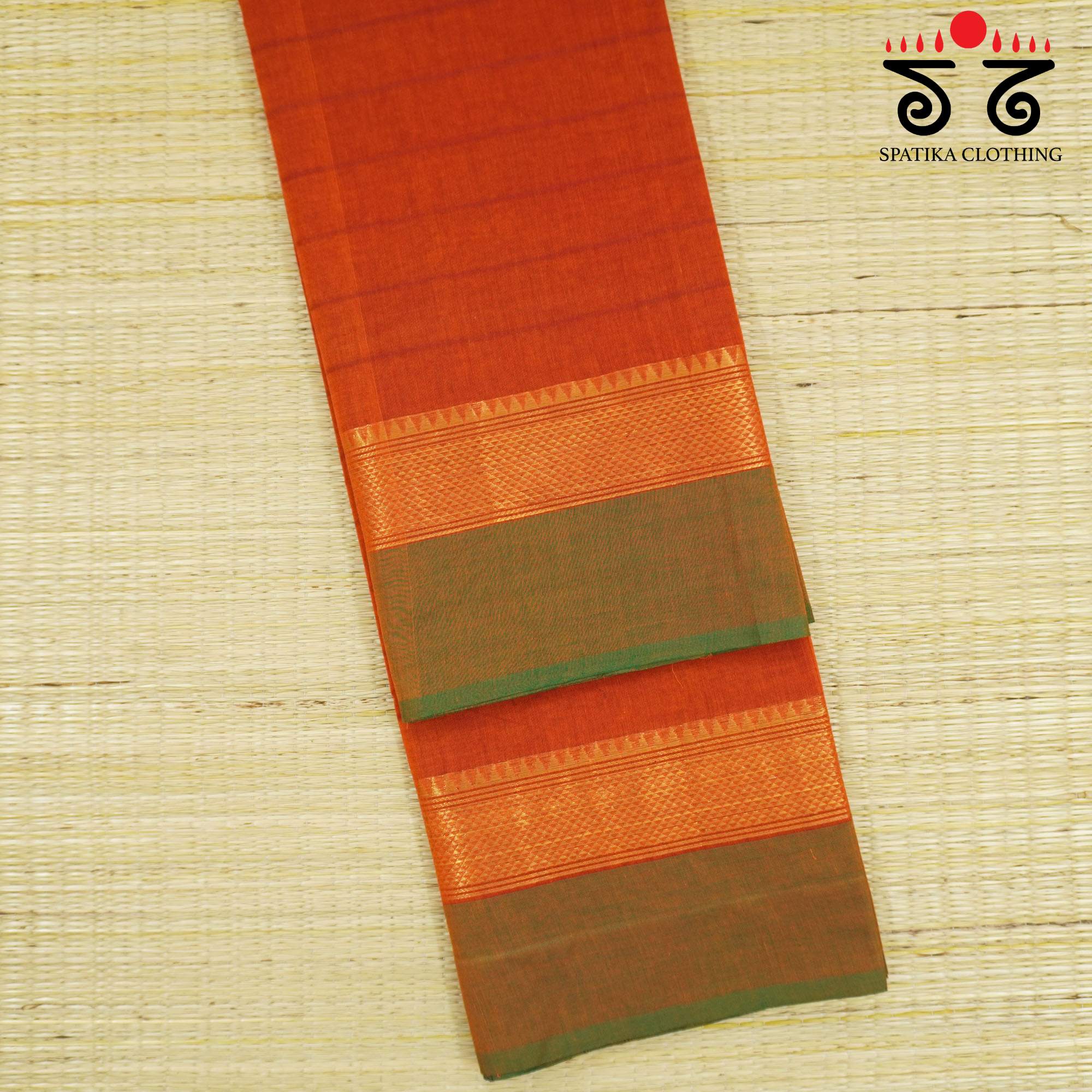 Orange Chettinad Cotton Saree